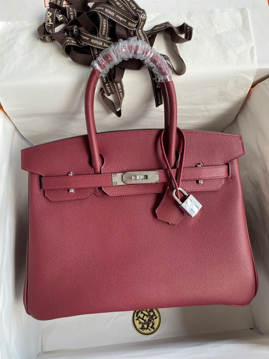 Hermes Birkin 30 Bag in Red Epsom Leather