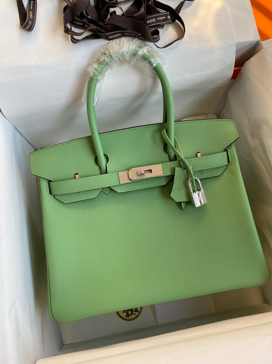 Hermes Birkin 30 Bag in Green Epsom Leather