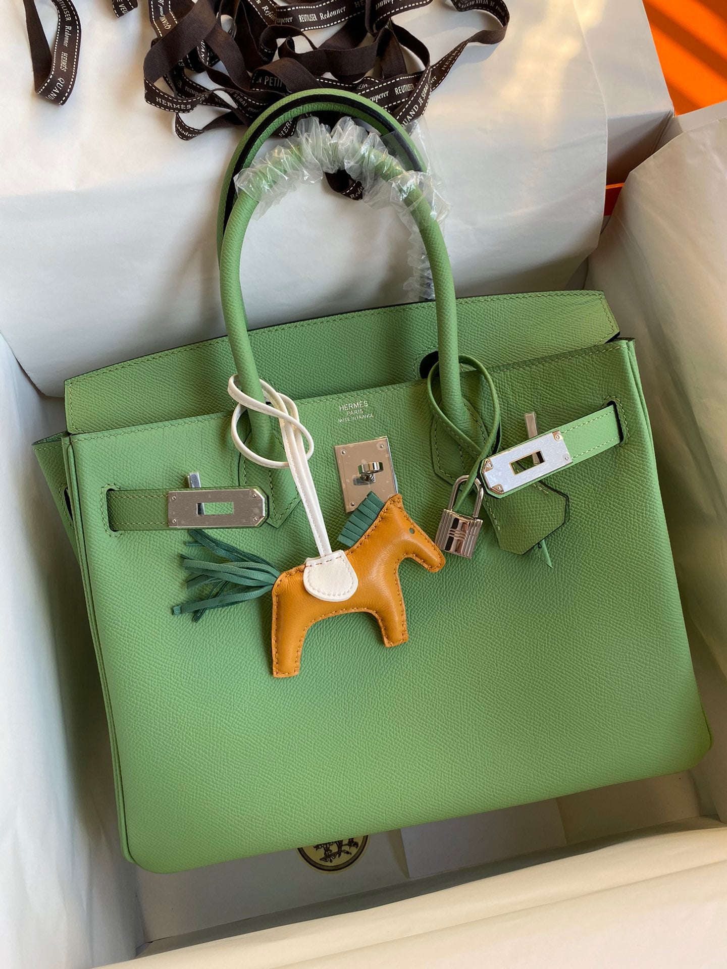 Hermes Birkin 30 Bag in Green Epsom Leather