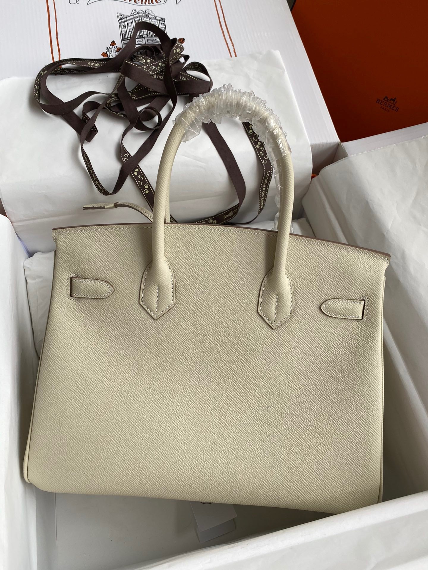 Hermes Birkin 30 Bag in Craie Epsom Leather