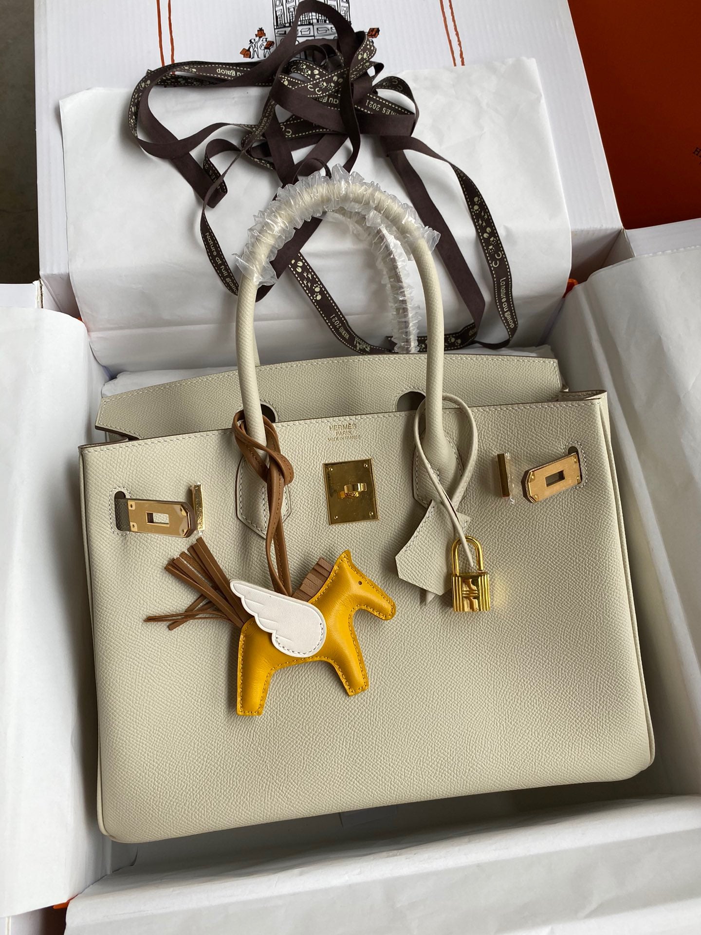 Hermes Birkin 30 Bag in Craie Epsom Leather