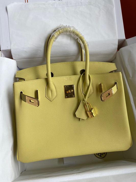 Hermes Birkin 30 Bag in Jaune Poussin Epsom Leather 