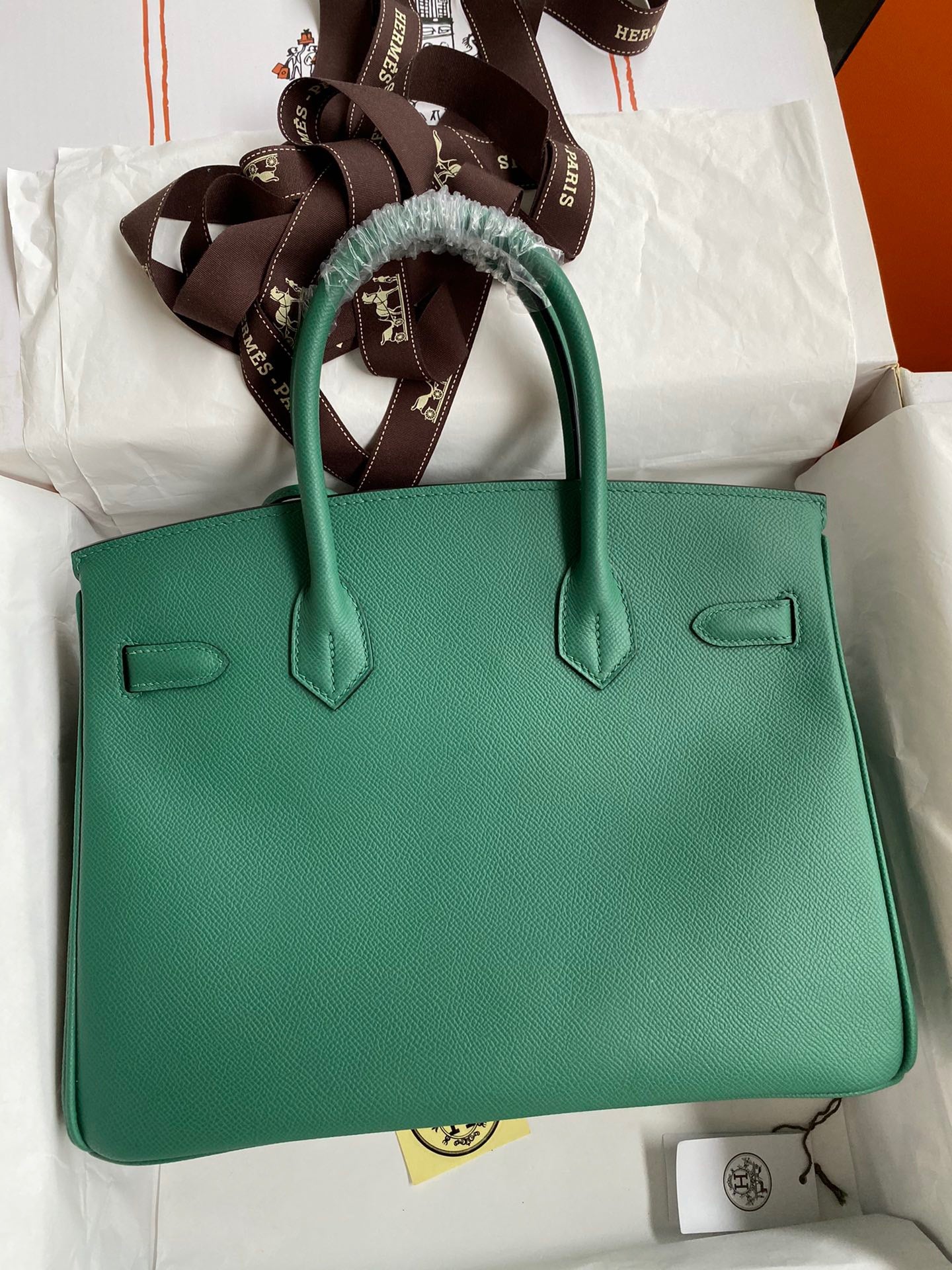 Hermes Birkin 30 Bag in Malachite Epsom Leather 