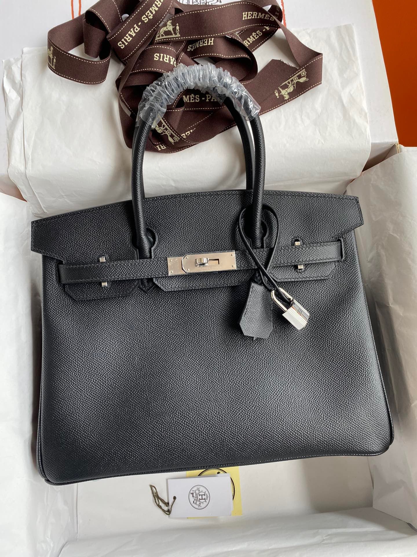 Hermes Birkin 30 Bag in Black Epsom Leather 