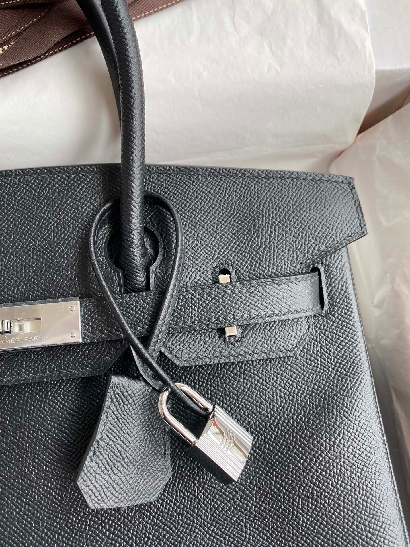 Hermes Birkin 30 Bag in Black Epsom Leather 