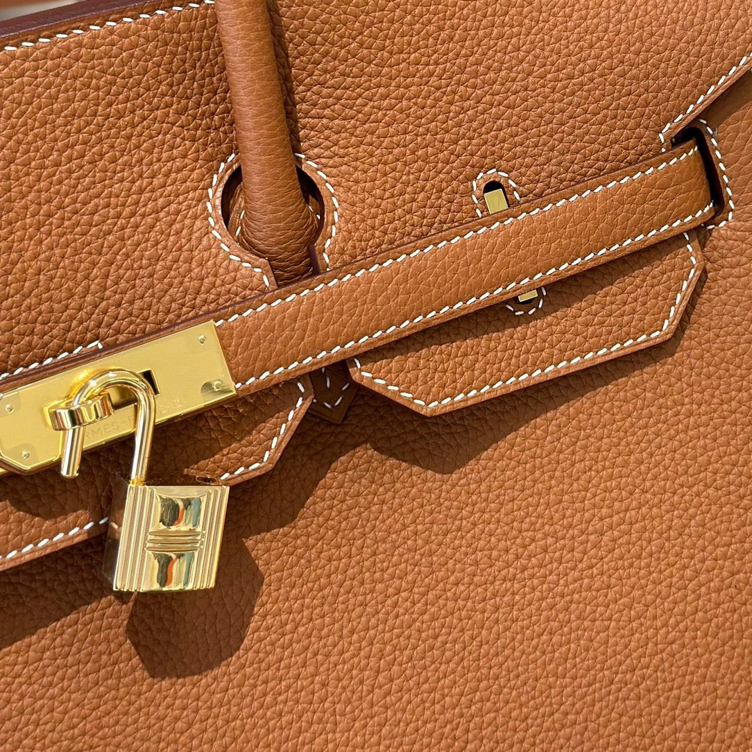 Hermes Birkin 35 Bag In Golden Brown Togo Leather