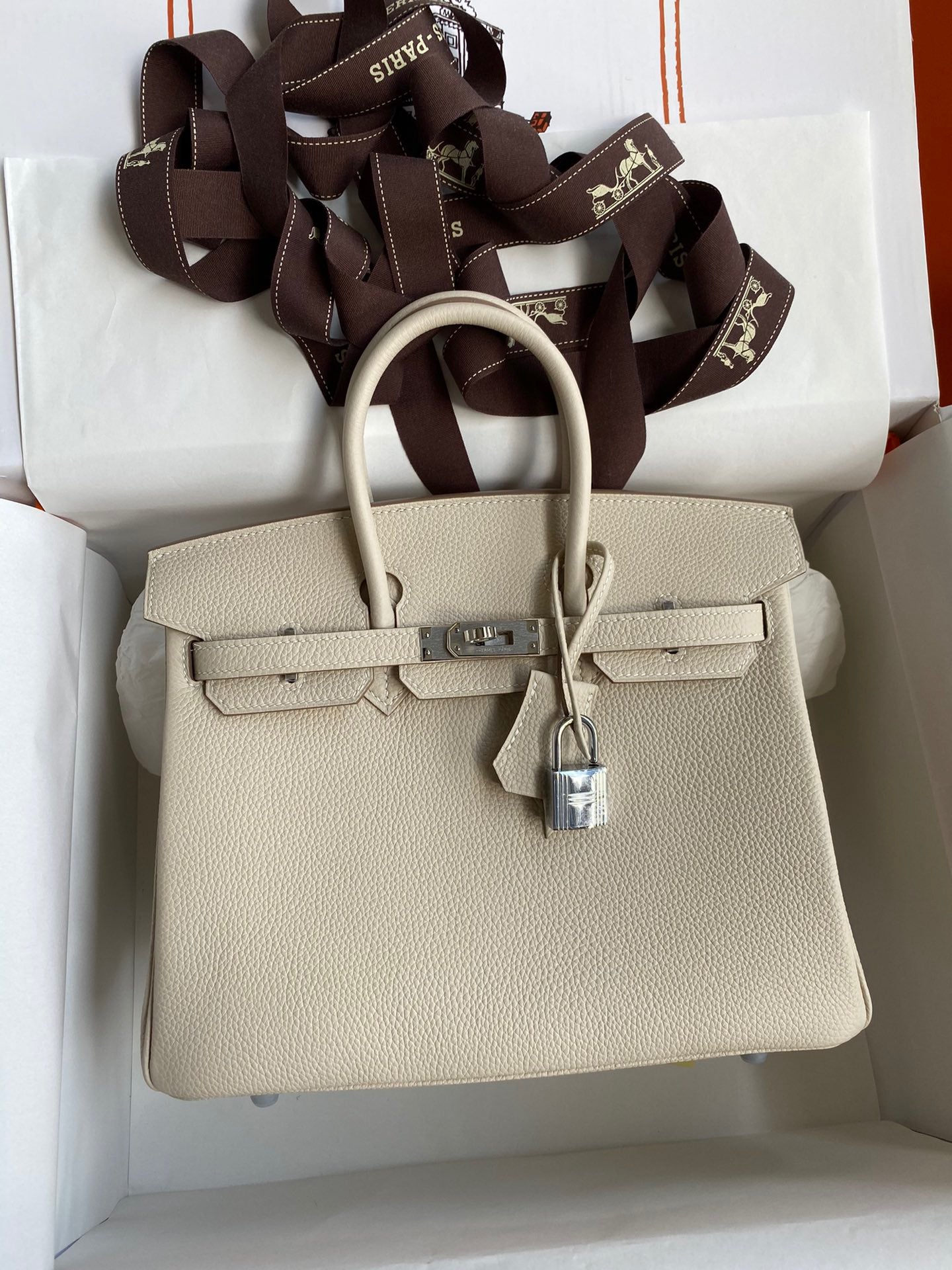 Hermes Birkin 35 Bag In Craie Togo Leather