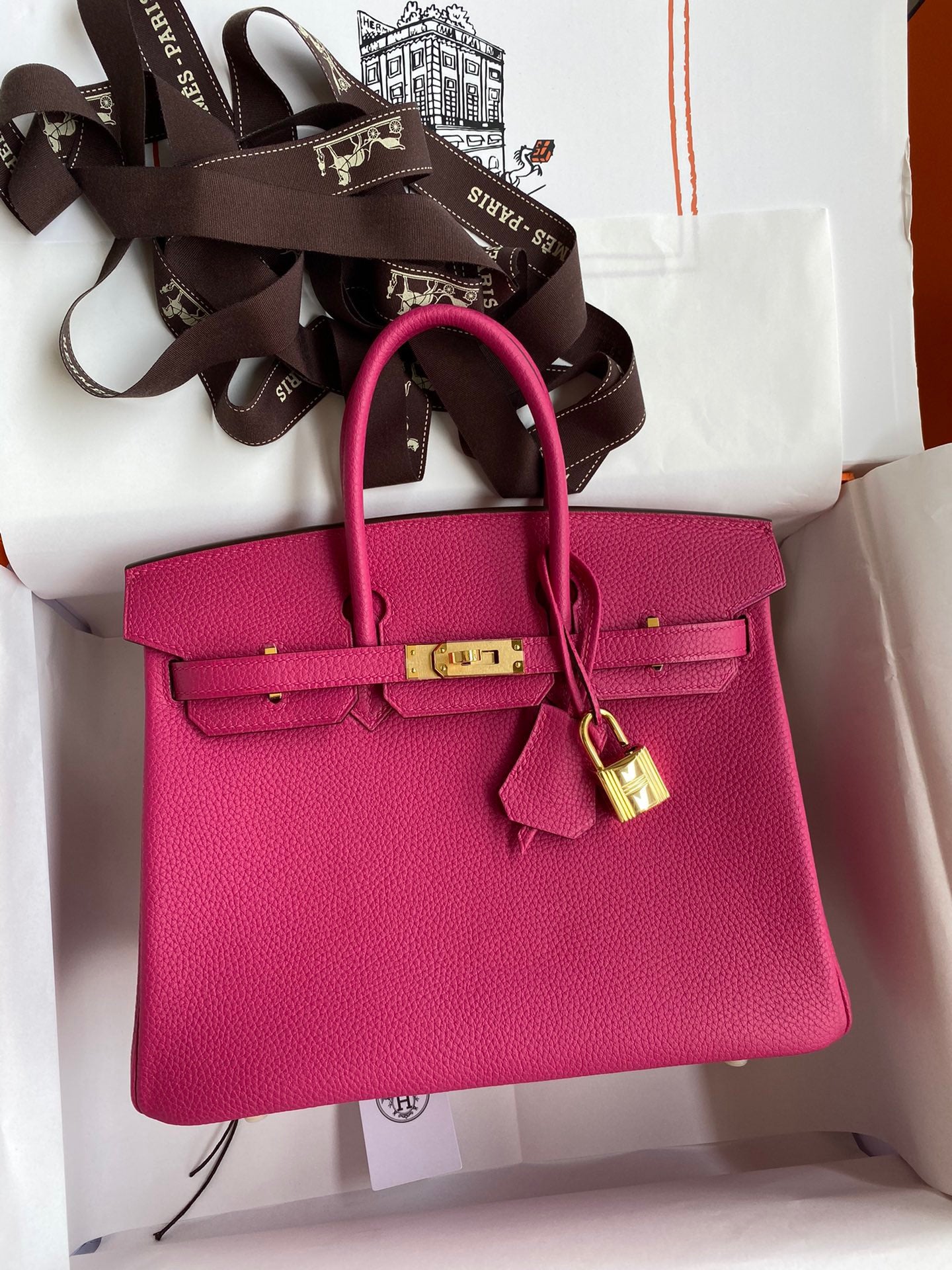 Hermes Birkin 35 Bag In Fuschia Togo Leather