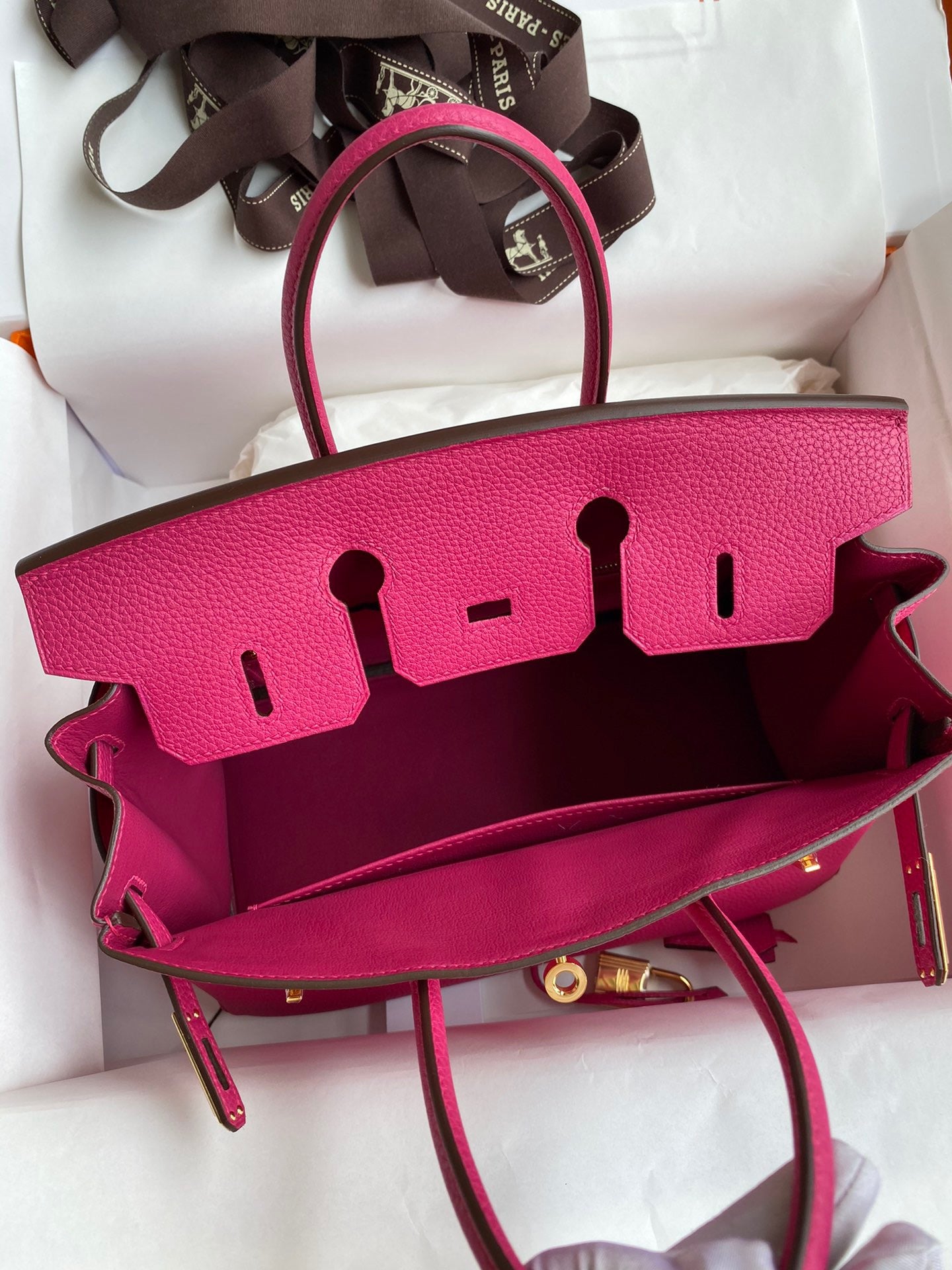 Hermes Birkin 35 Bag In Fuschia Togo Leather