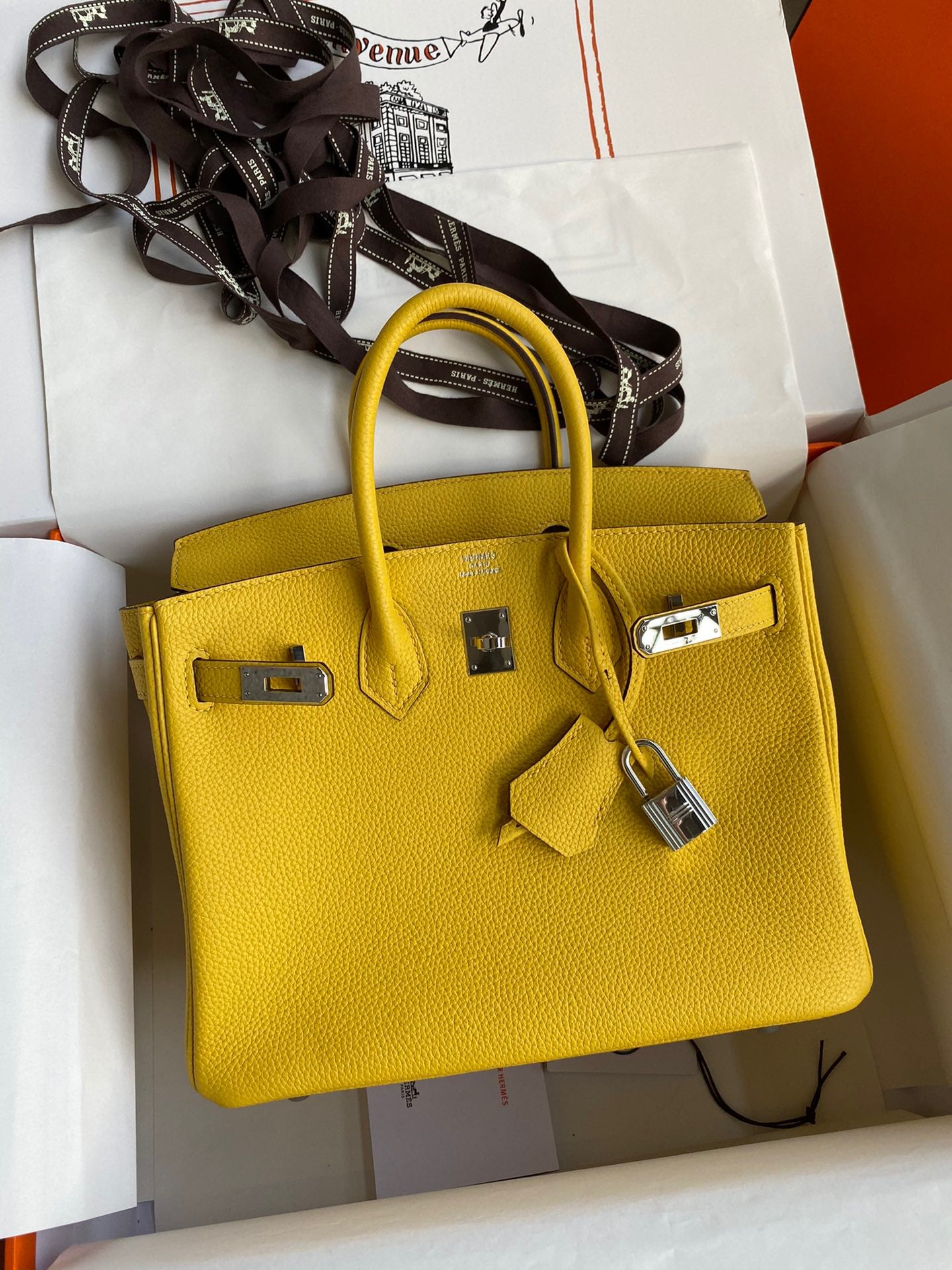 Hermes Birkin 35 Bag In Jaune De Naples Togo Leather