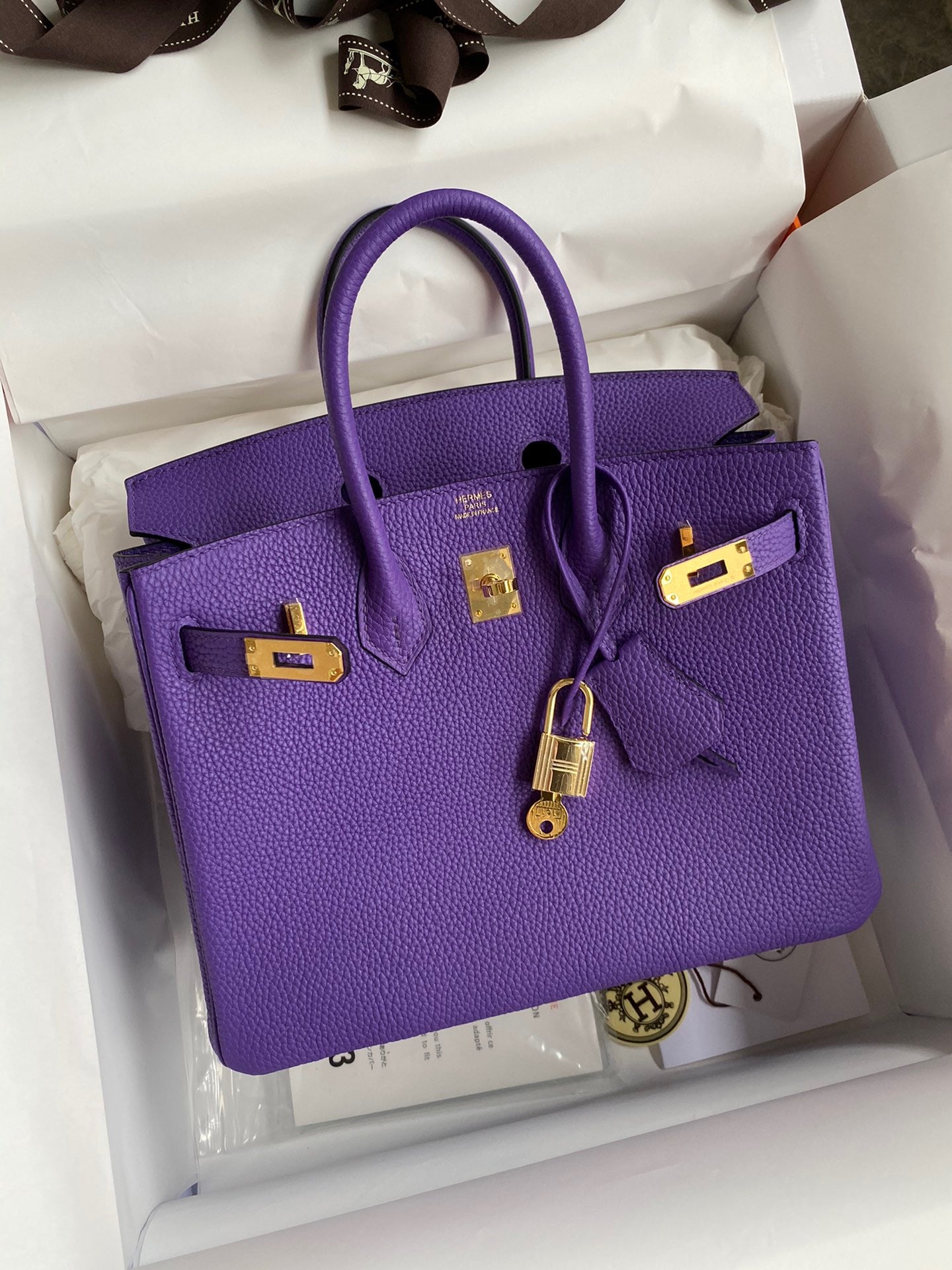 Hermes Birkin 35 Bag In Purple Togo Leather