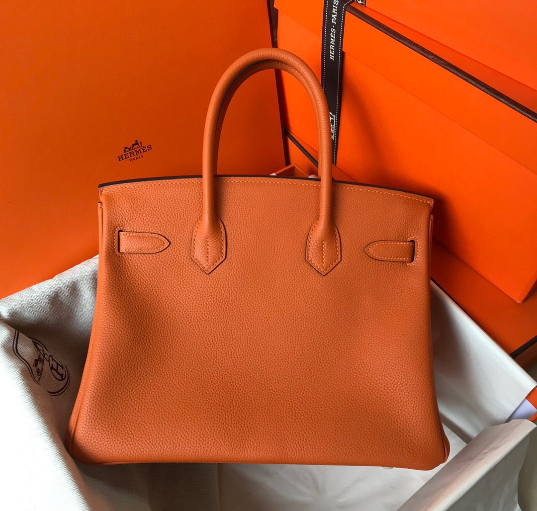 Hermes Birkin 35 Bag In Orange Togo Leather