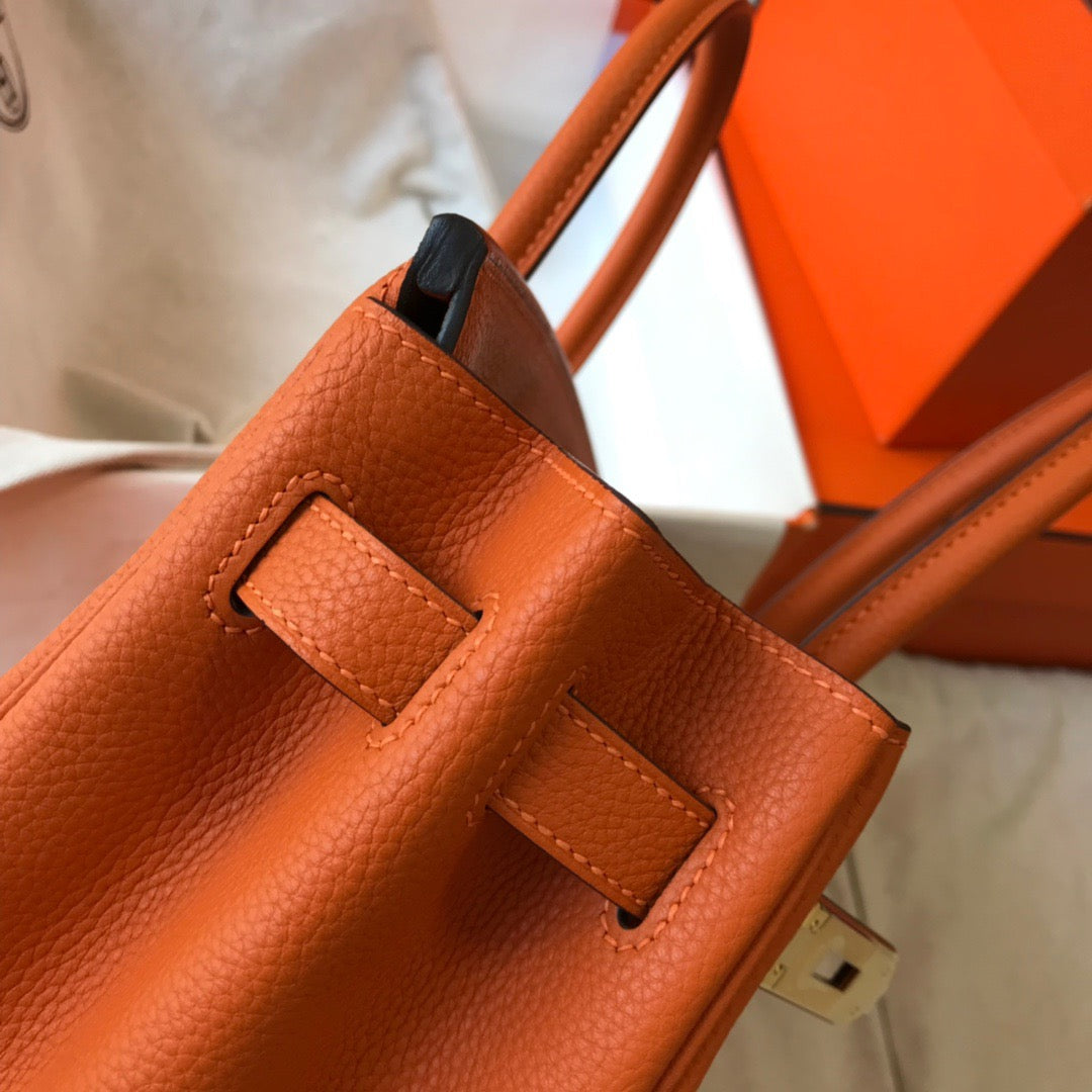 Hermes Birkin 35 Bag In Orange Togo Leather