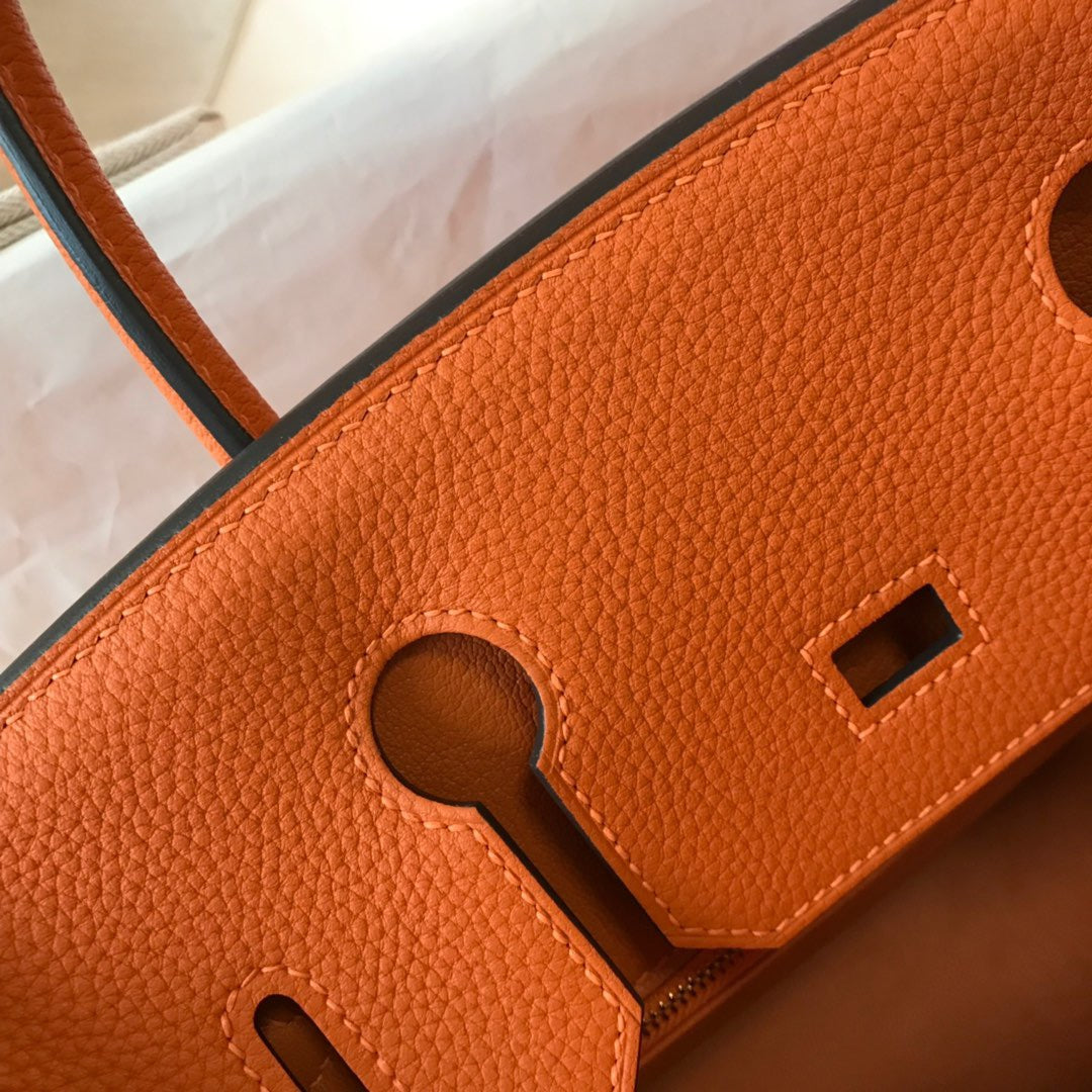 Hermes Birkin 35 Bag In Orange Togo Leather