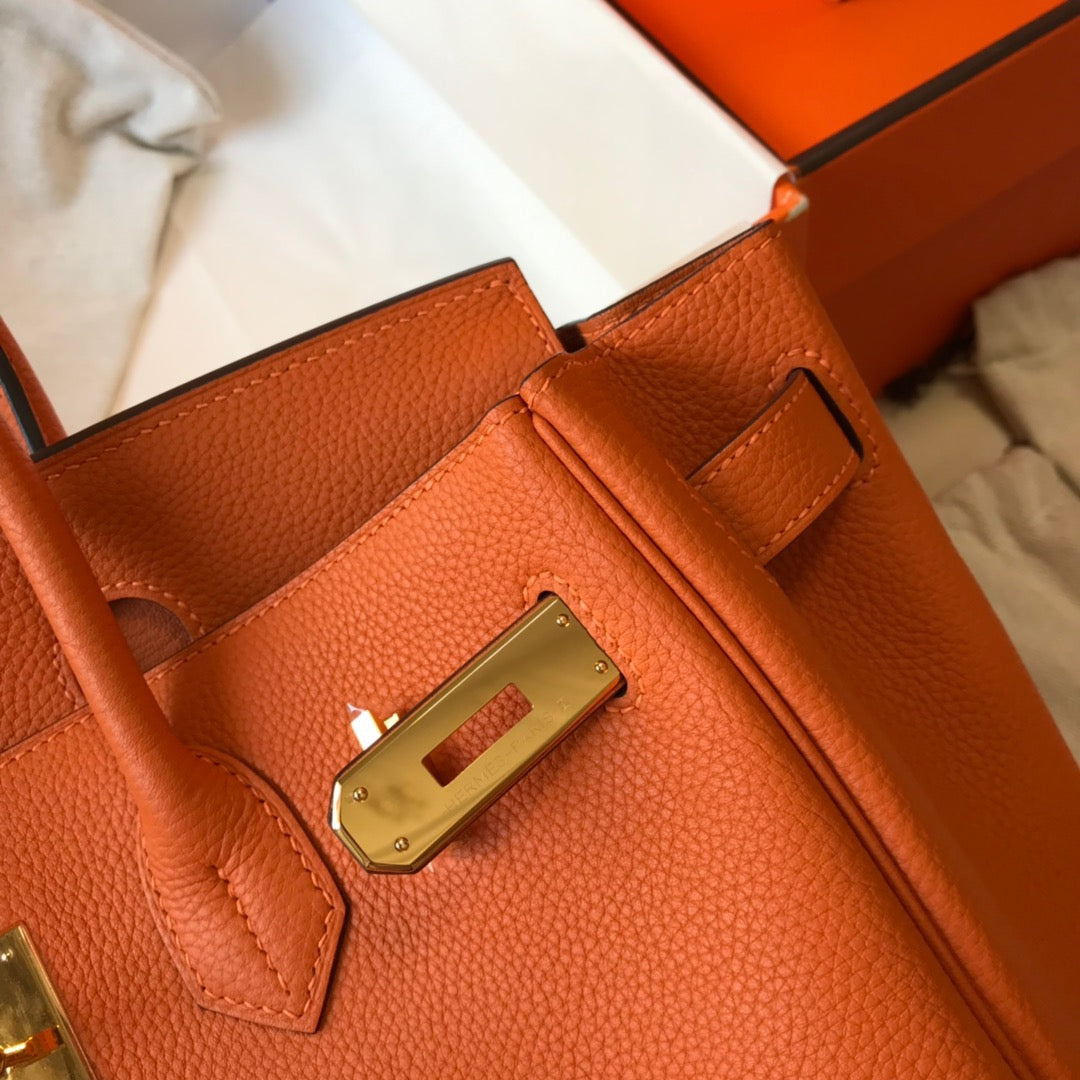 Hermes Birkin 35 Bag In Orange Togo Leather