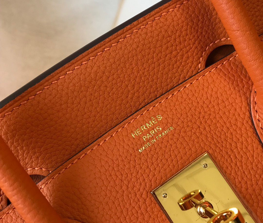 Hermes Birkin 35 Bag In Orange Togo Leather