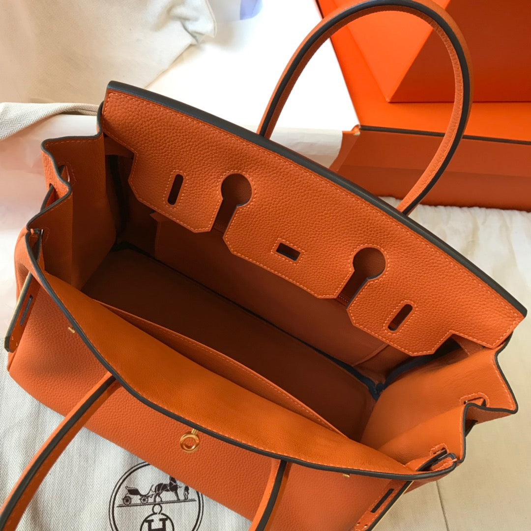 Hermes Birkin 35 Bag In Orange Togo Leather