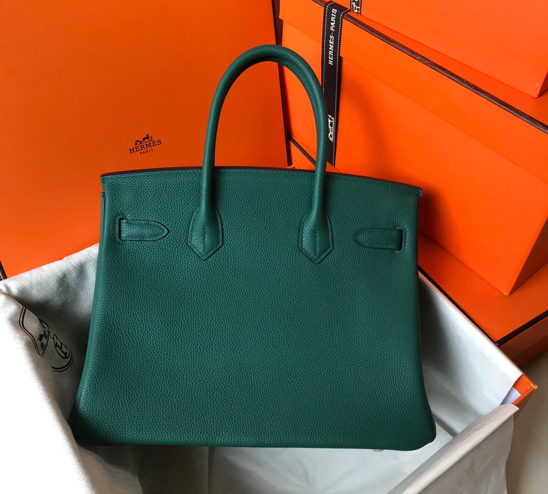 Hermes Birkin 35 Bag In Malachite Togo Leather