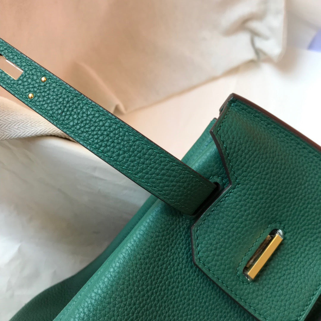 Hermes Birkin 35 Bag In Malachite Togo Leather