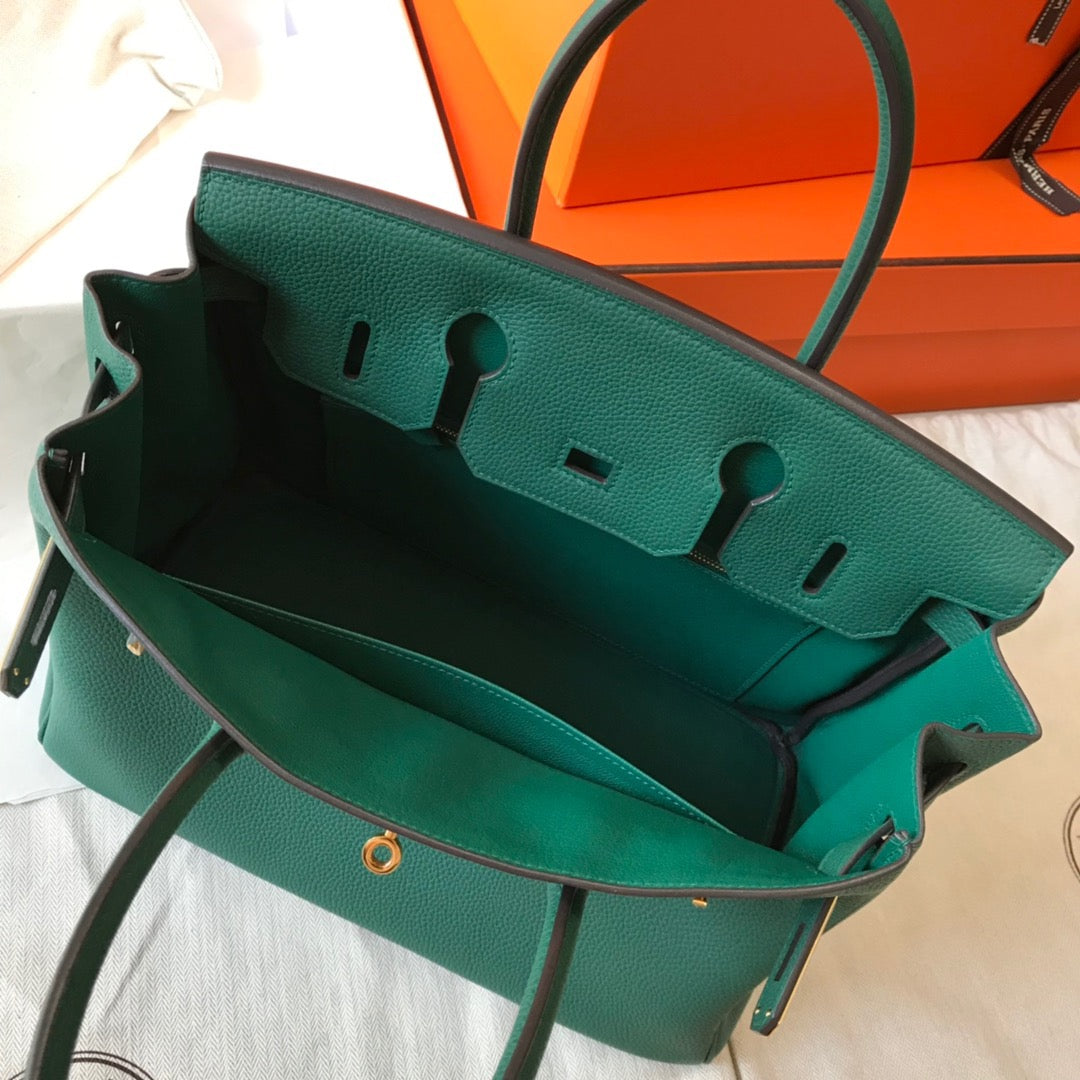 Hermes Birkin 35 Bag In Malachite Togo Leather