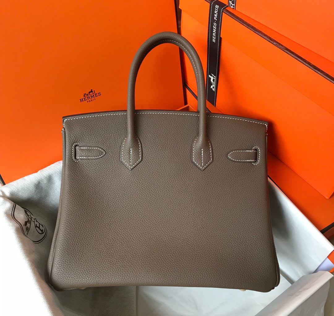 Hermes Birkin 35 Bag In Etoupe Togo Leather