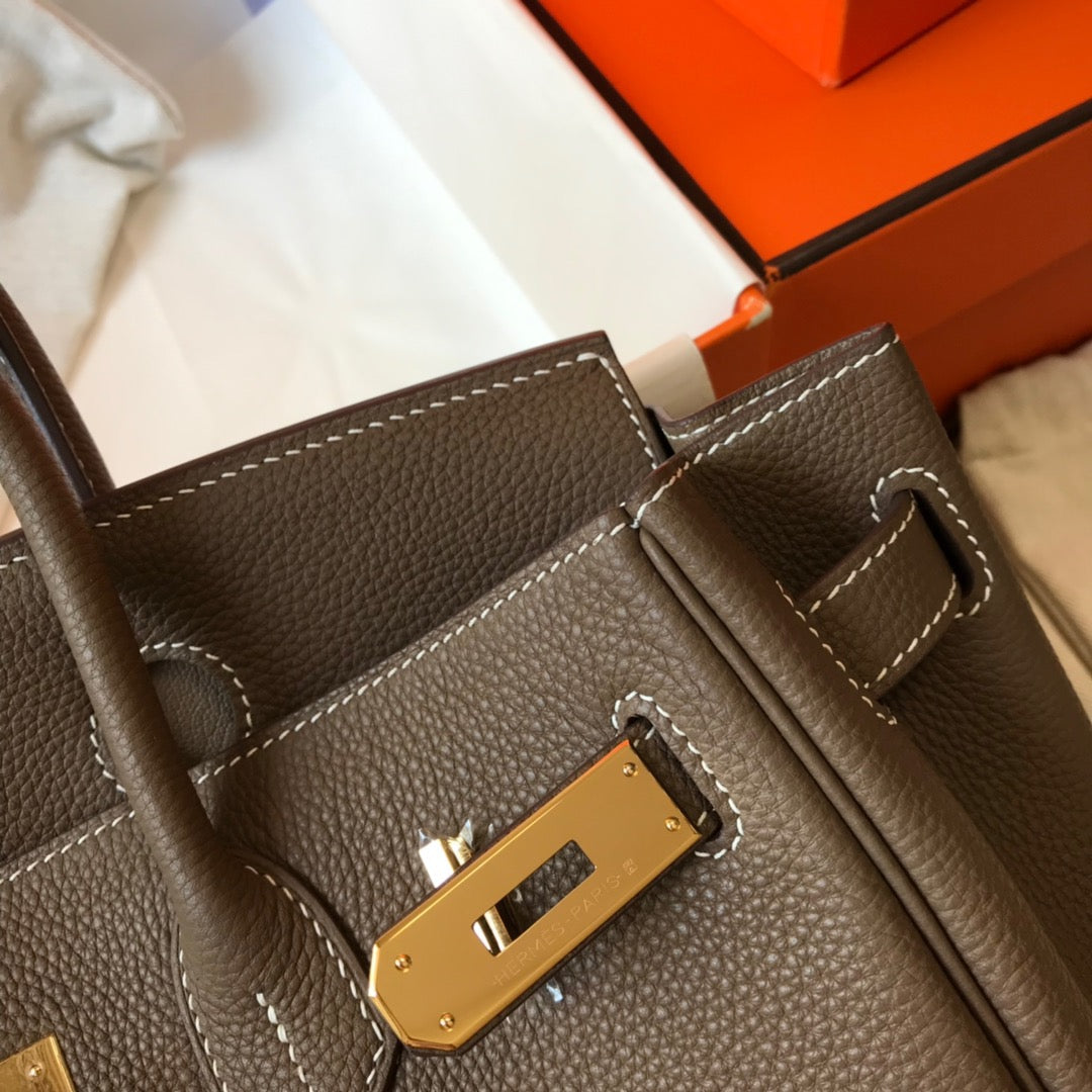 Hermes Birkin 35 Bag In Etoupe Togo Leather