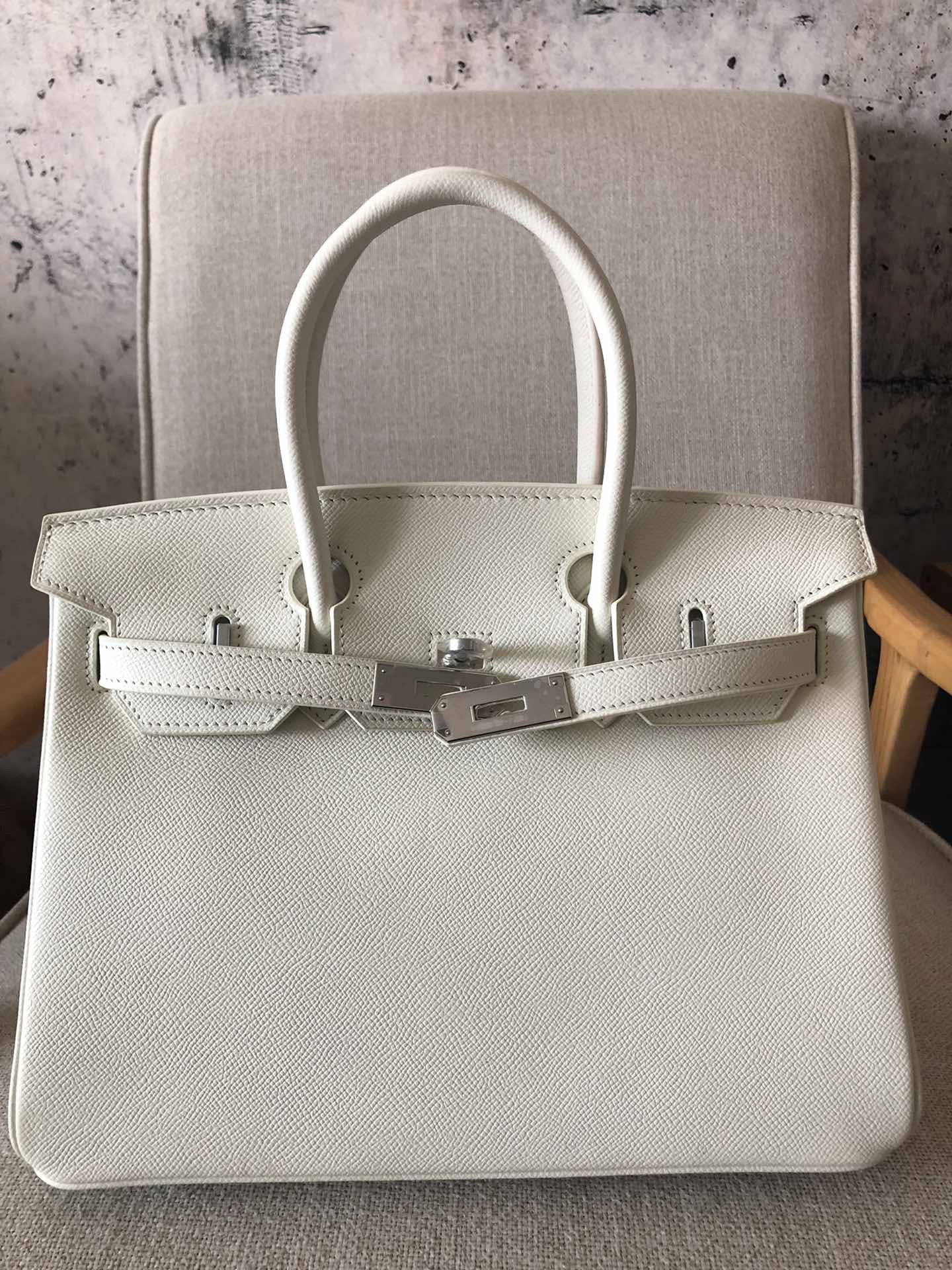 Hermes Birkin 35 Bag In Craie Epsom Leather