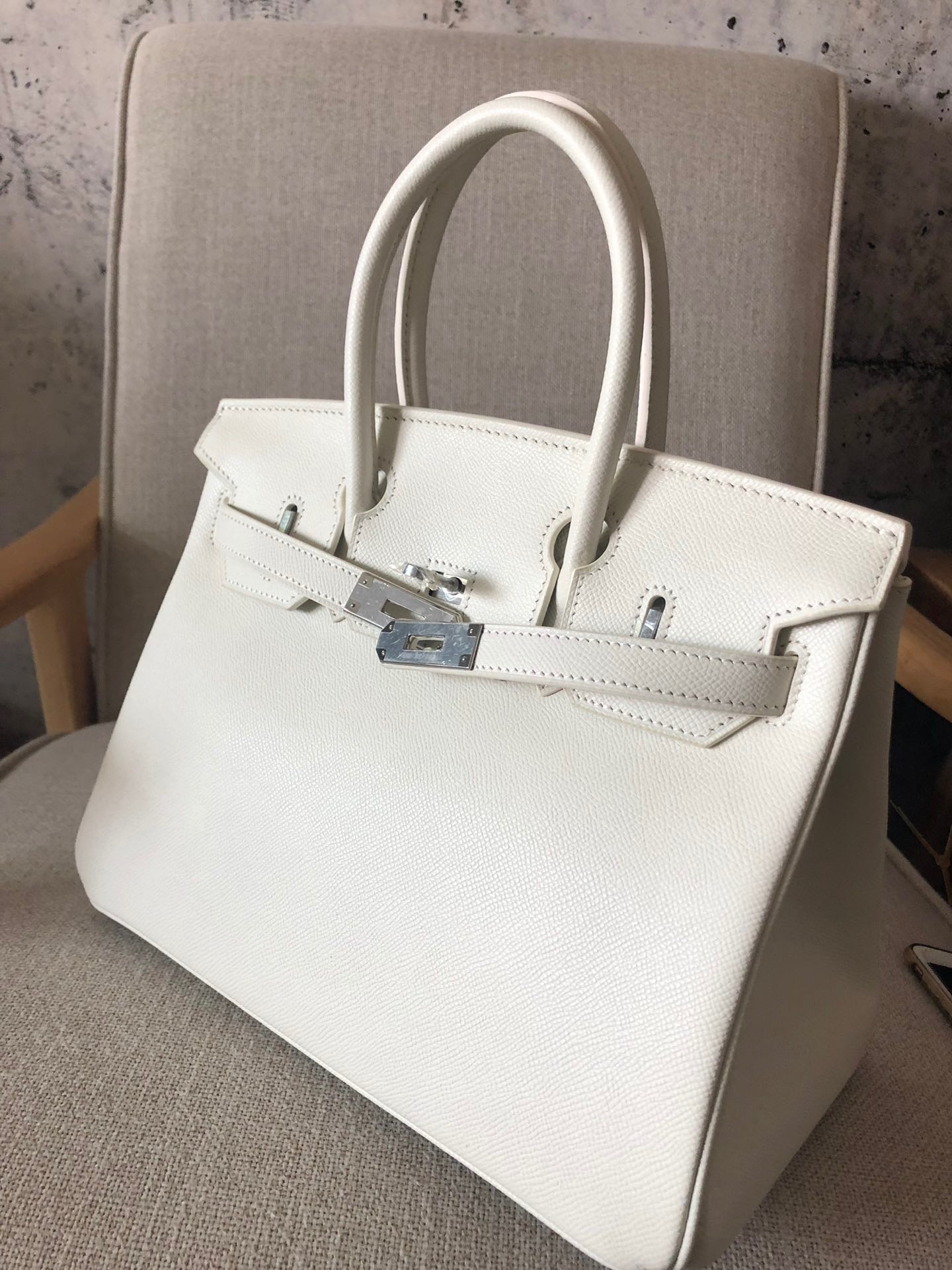 Hermes Birkin 35 Bag In Craie Epsom Leather