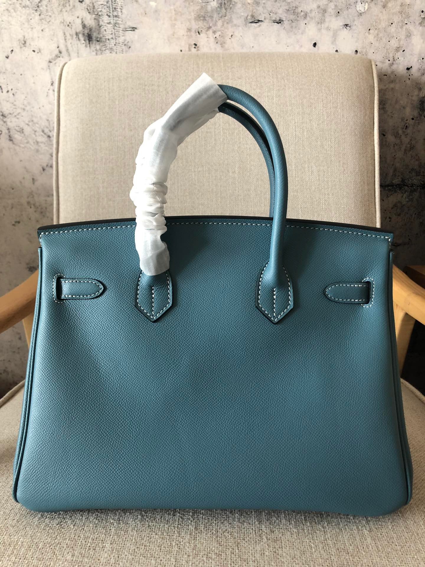 Hermes Birkin 35 Bag In Blue Epsom Leather