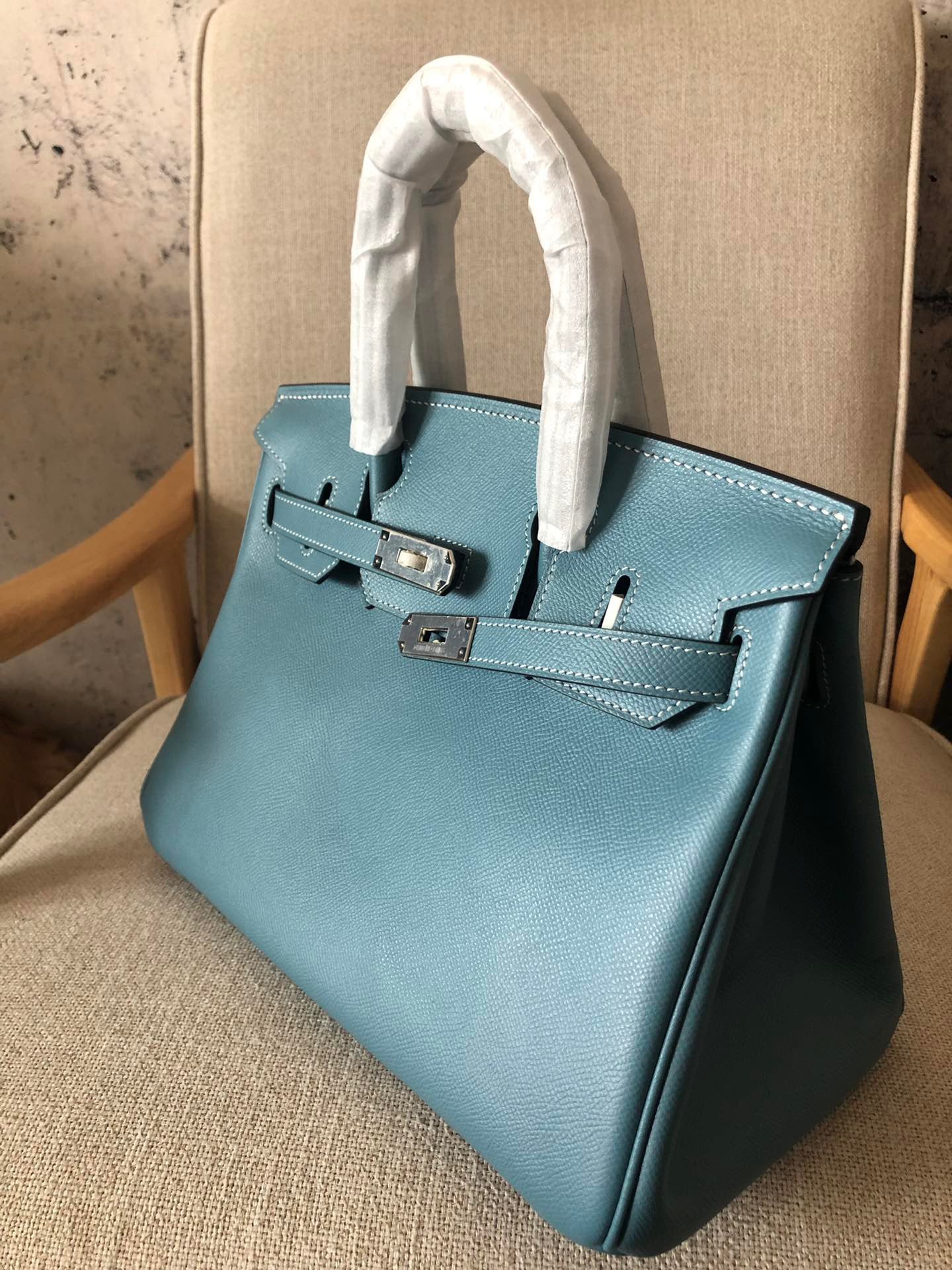 Hermes Birkin 35 Bag In Blue Epsom Leather