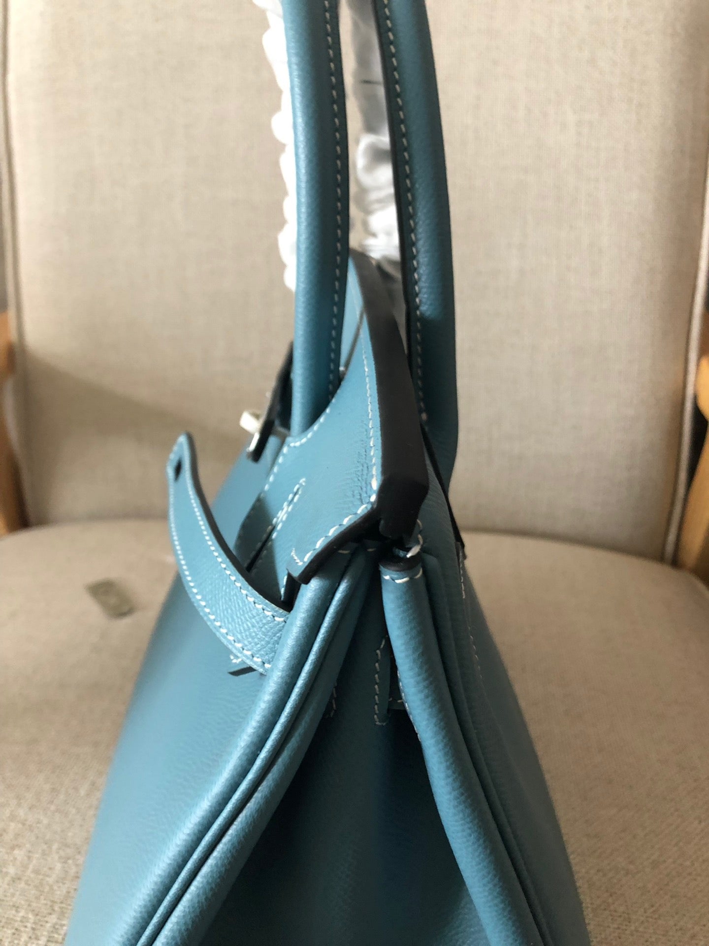 Hermes Birkin 35 Bag In Blue Epsom Leather