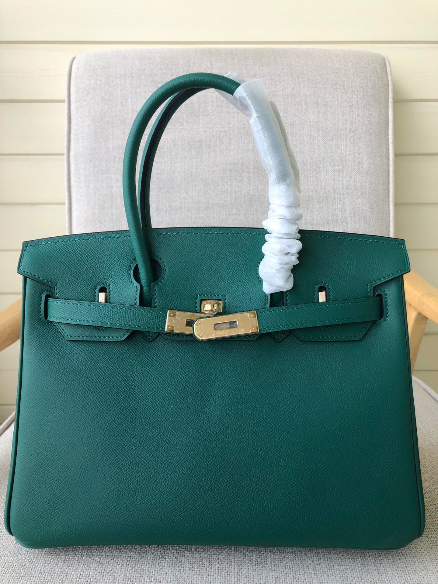 Hermes Birkin 35 Bag In Malachite Epsom Leather