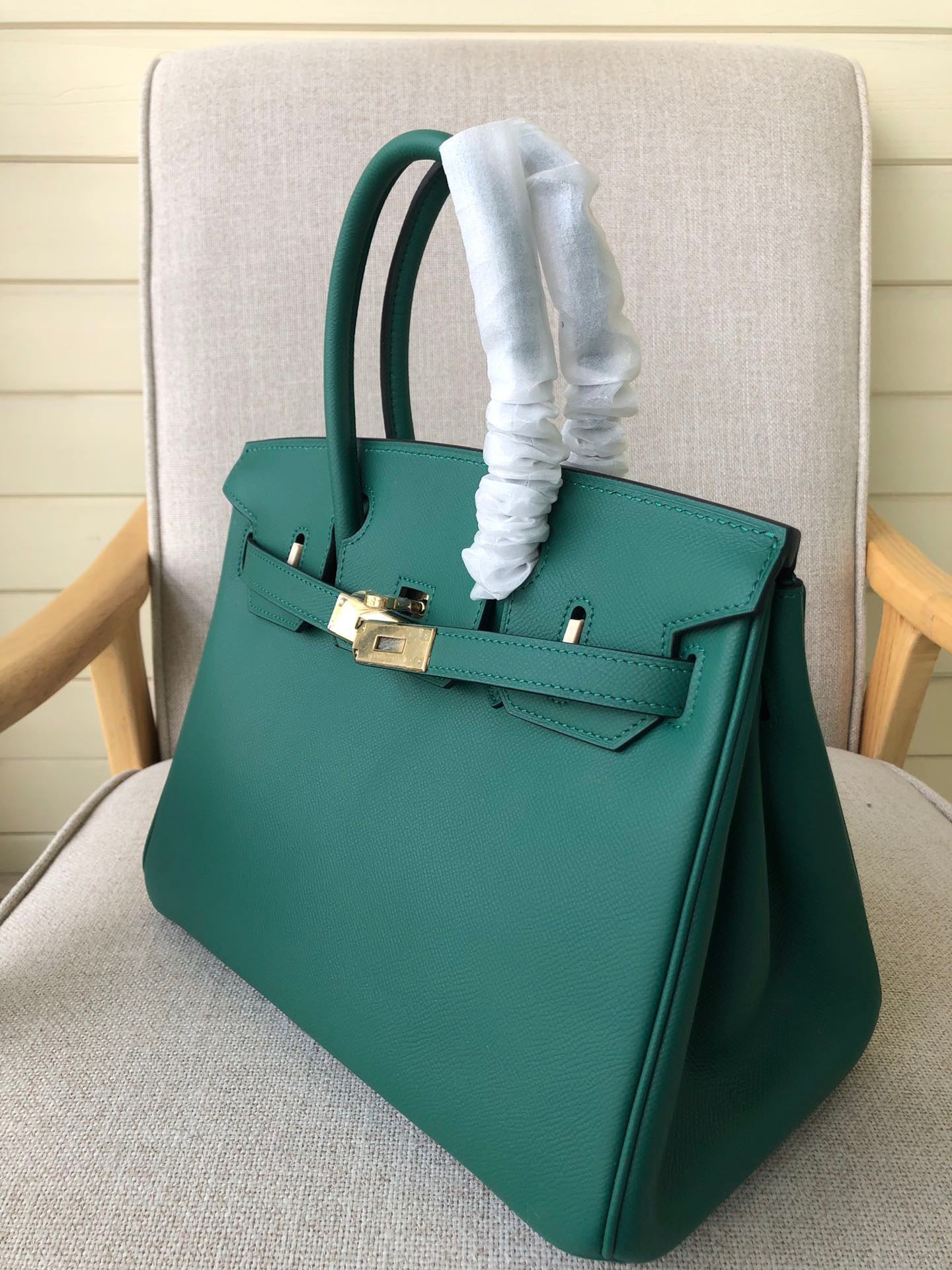 Hermes Birkin 35 Bag In Malachite Epsom Leather