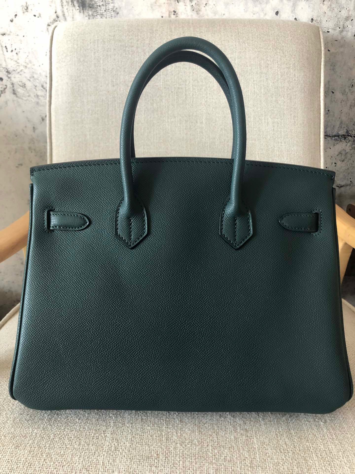 Hermes Birkin 35 Bag In Vert Bronze Epsom Leather