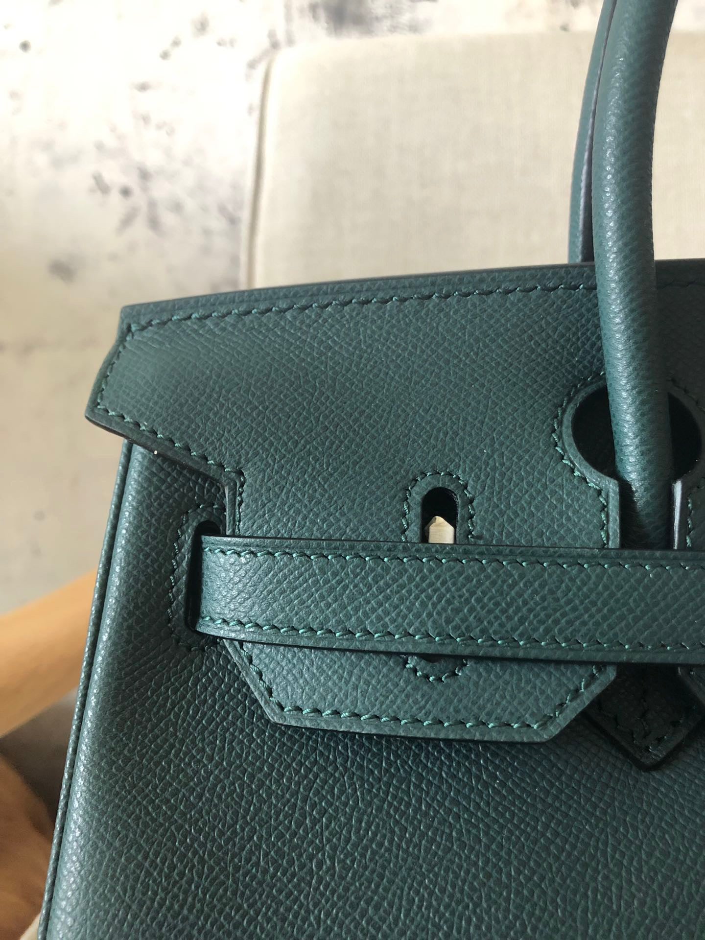 Hermes Birkin 35 Bag In Vert Bronze Epsom Leather