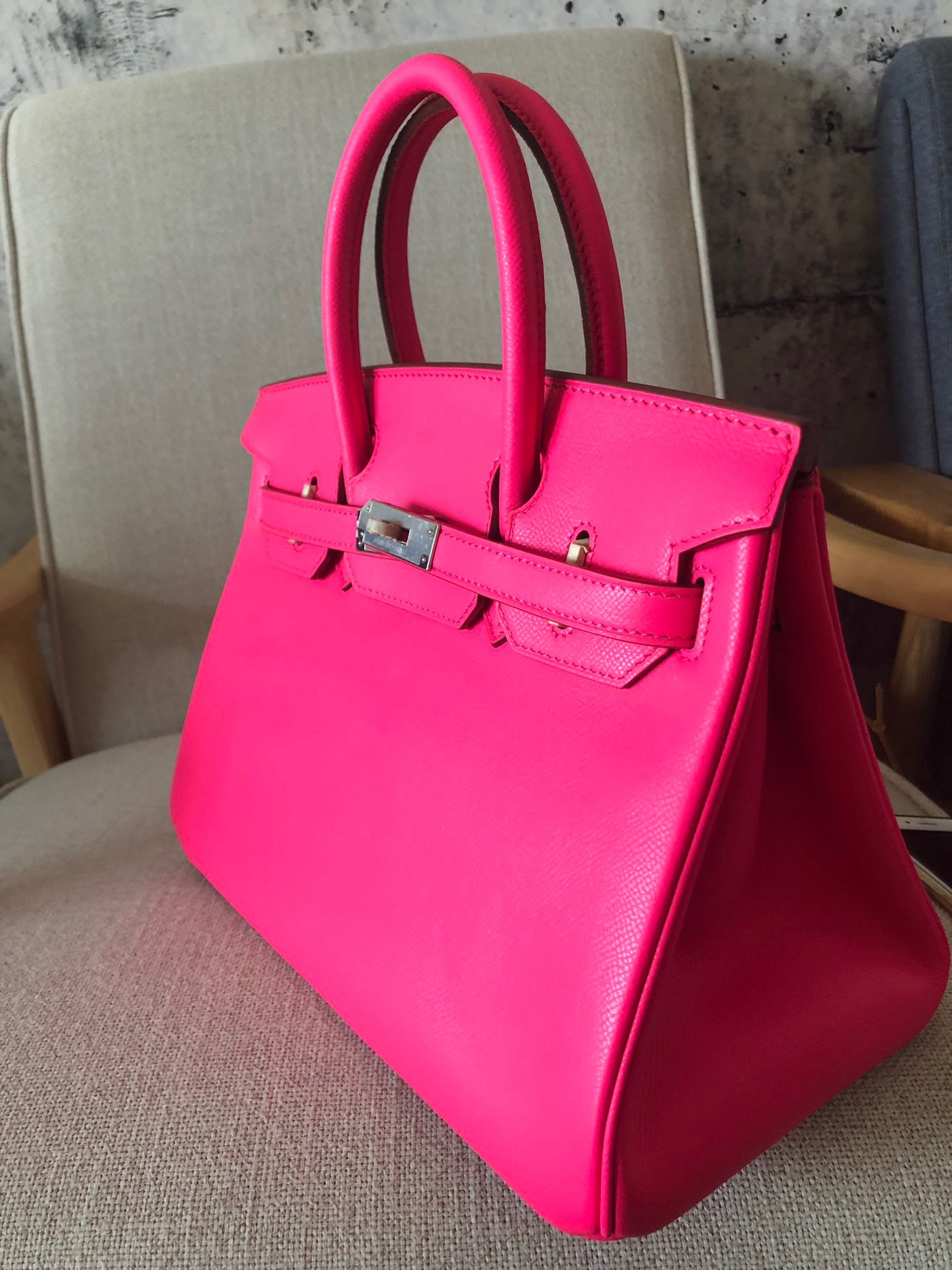 Hermes Birkin 35 Bag In Fuschia Epsom Leather