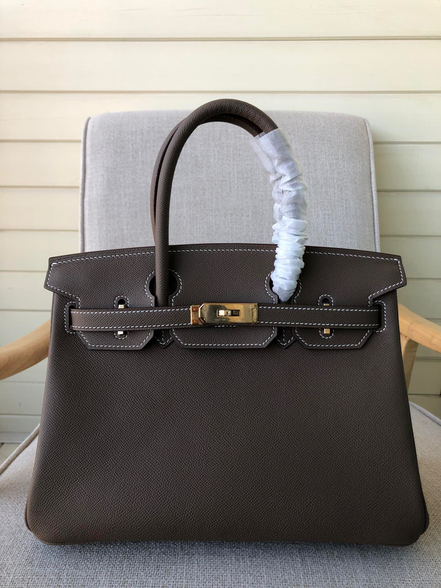 Hermes Birkin 35 Bag In Etoupe Epsom Leather