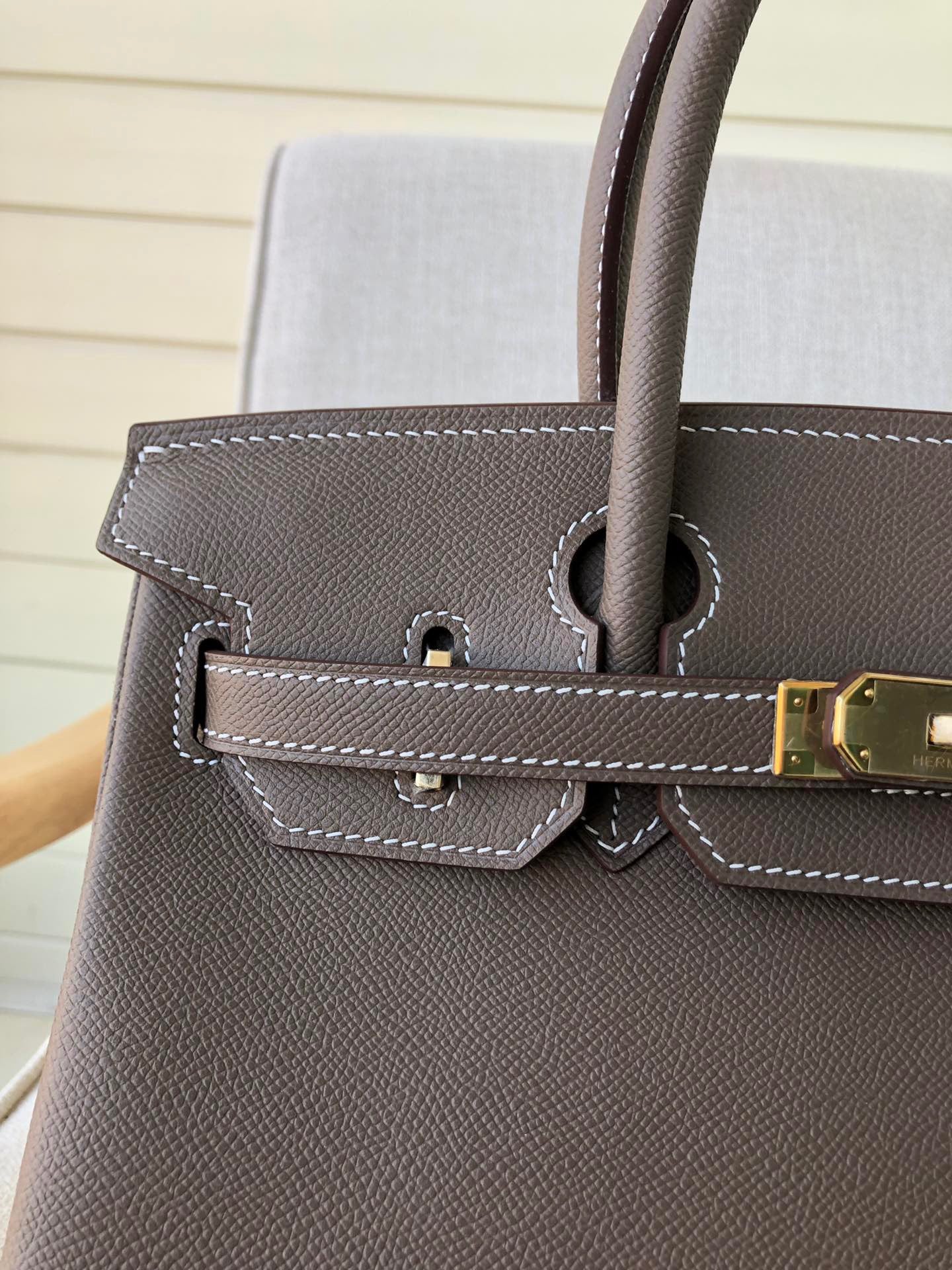 Hermes Birkin 35 Bag In Etoupe Epsom Leather