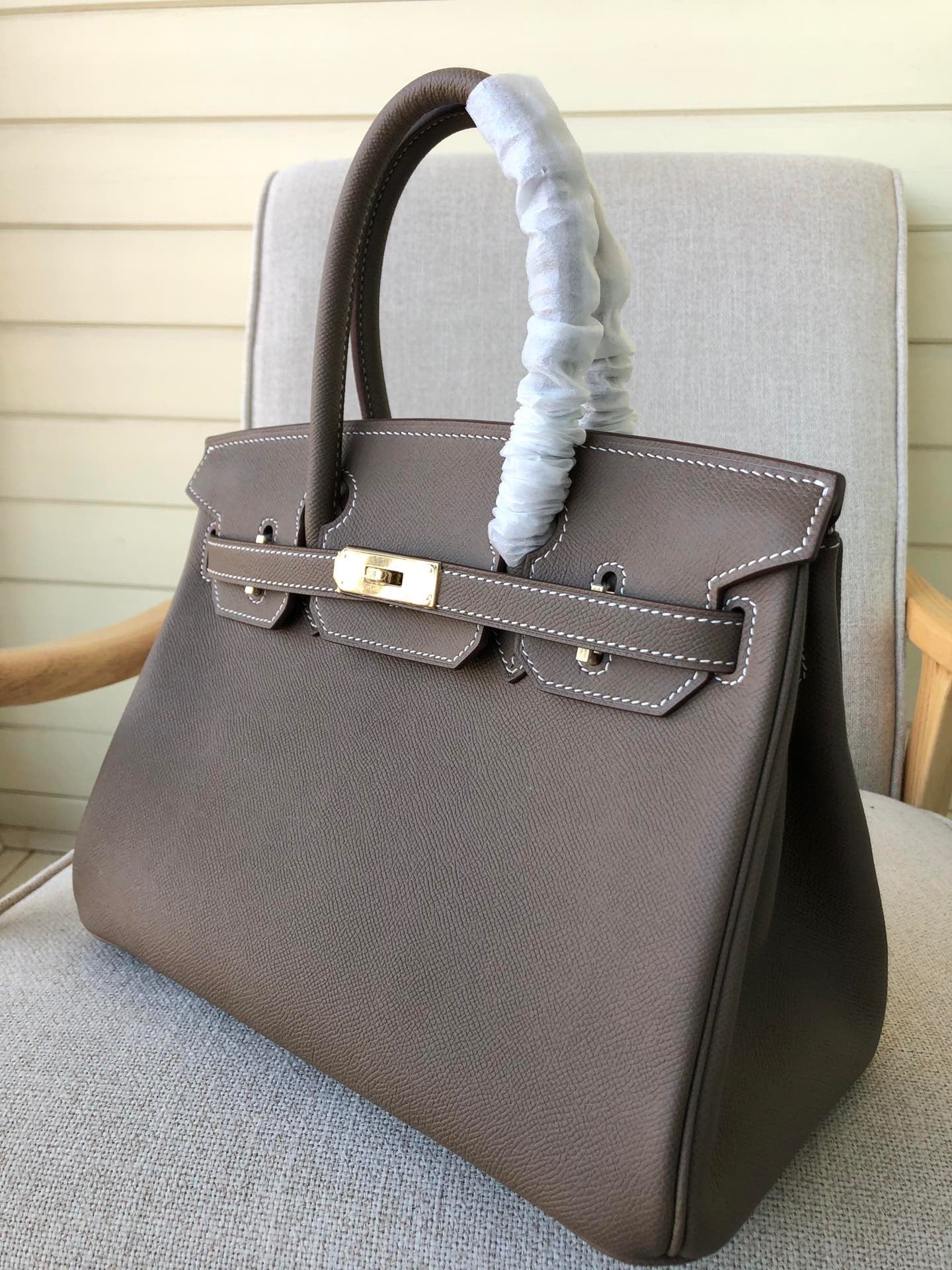 Hermes Birkin 35 Bag In Etoupe Epsom Leather