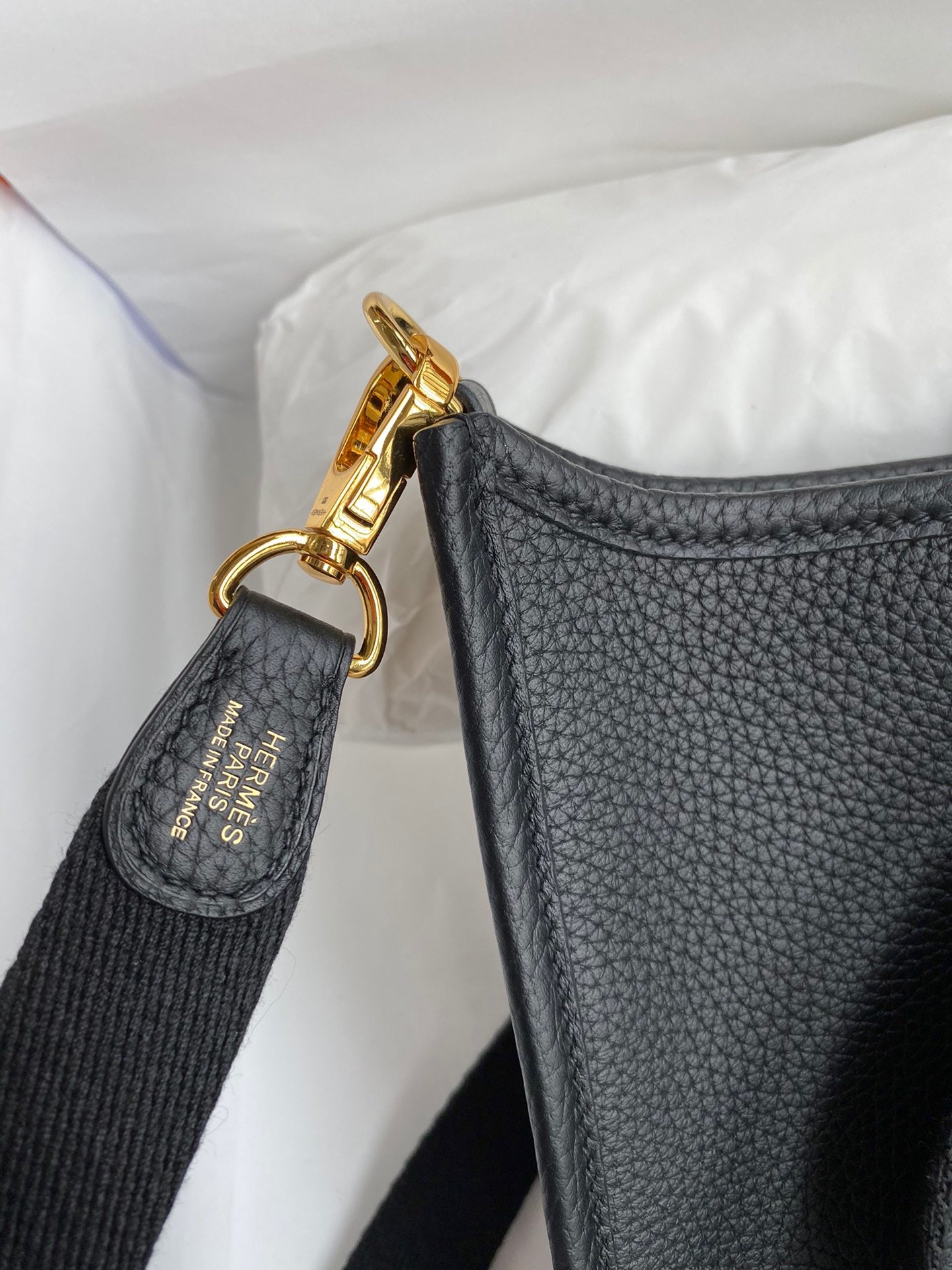 Hermes Evelyne III Mini Bag In Black Taurillon Clemence  Leather