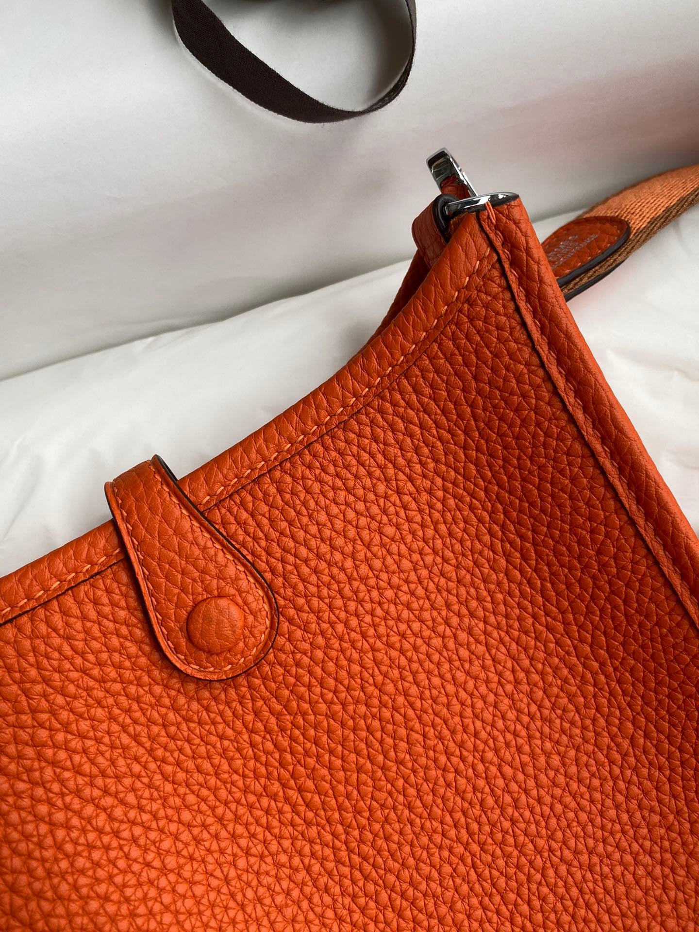 Hermes Evelyne III Mini Bag In Orange Taurillon Clemence  Leather