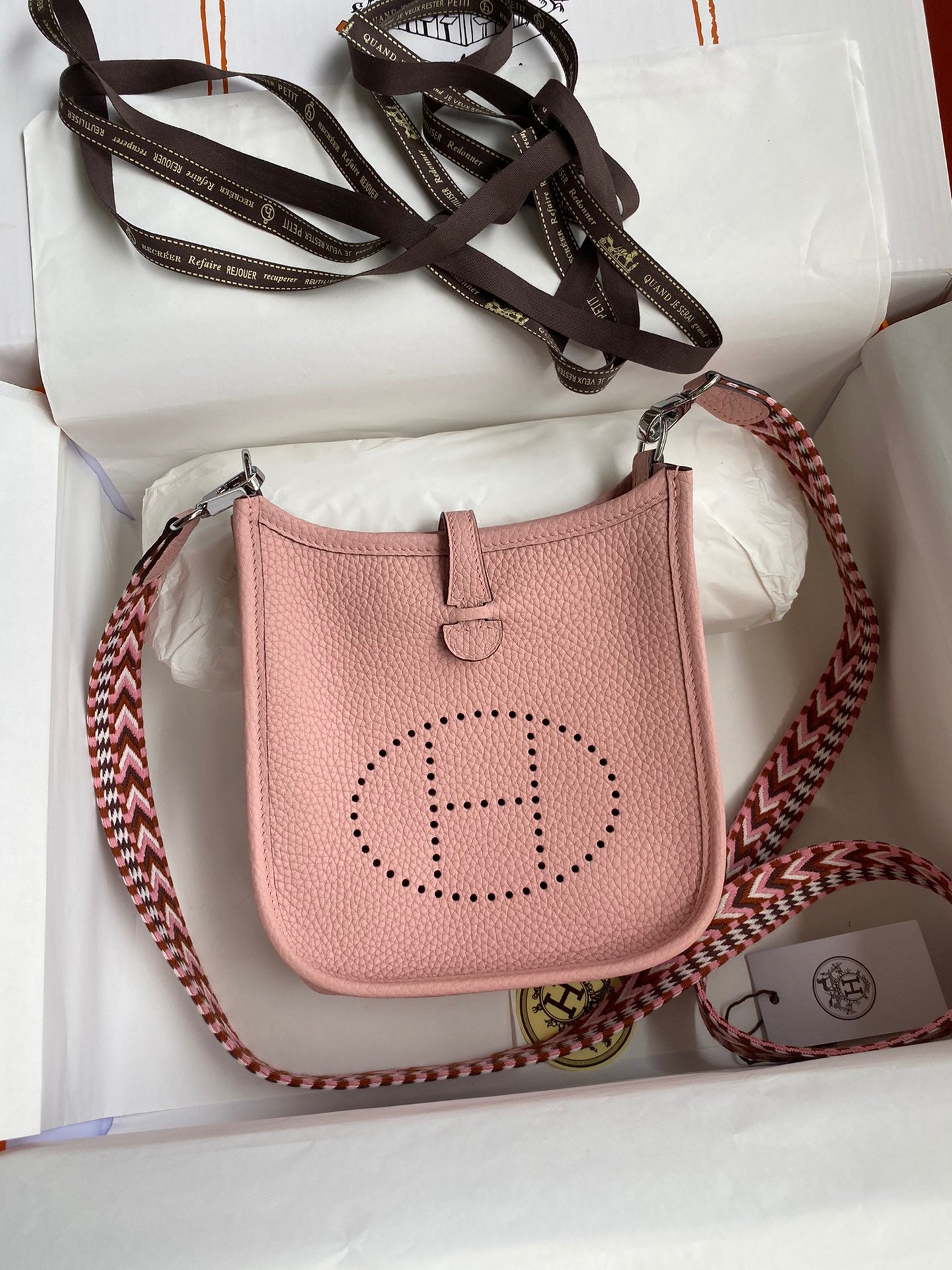 Hermes Evelyne III Mini Bag In Pink Taurillon Clemence  Leather