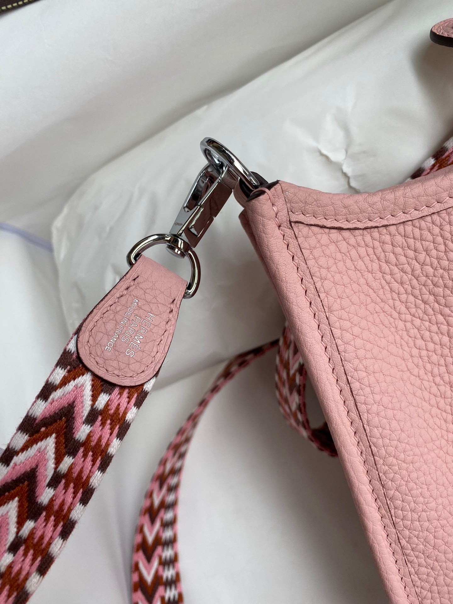 Hermes Evelyne III Mini Bag In Pink Taurillon Clemence  Leather