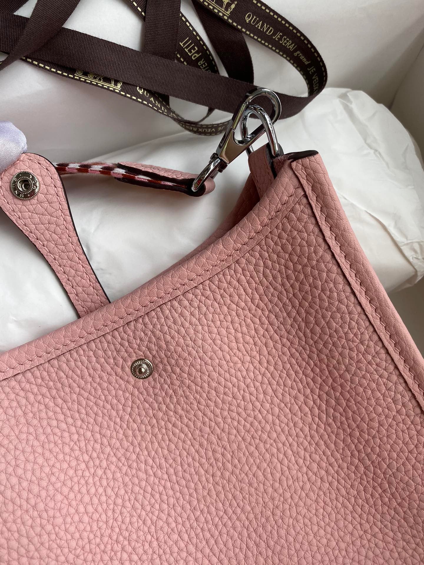 Hermes Evelyne III Mini Bag In Pink Taurillon Clemence  Leather