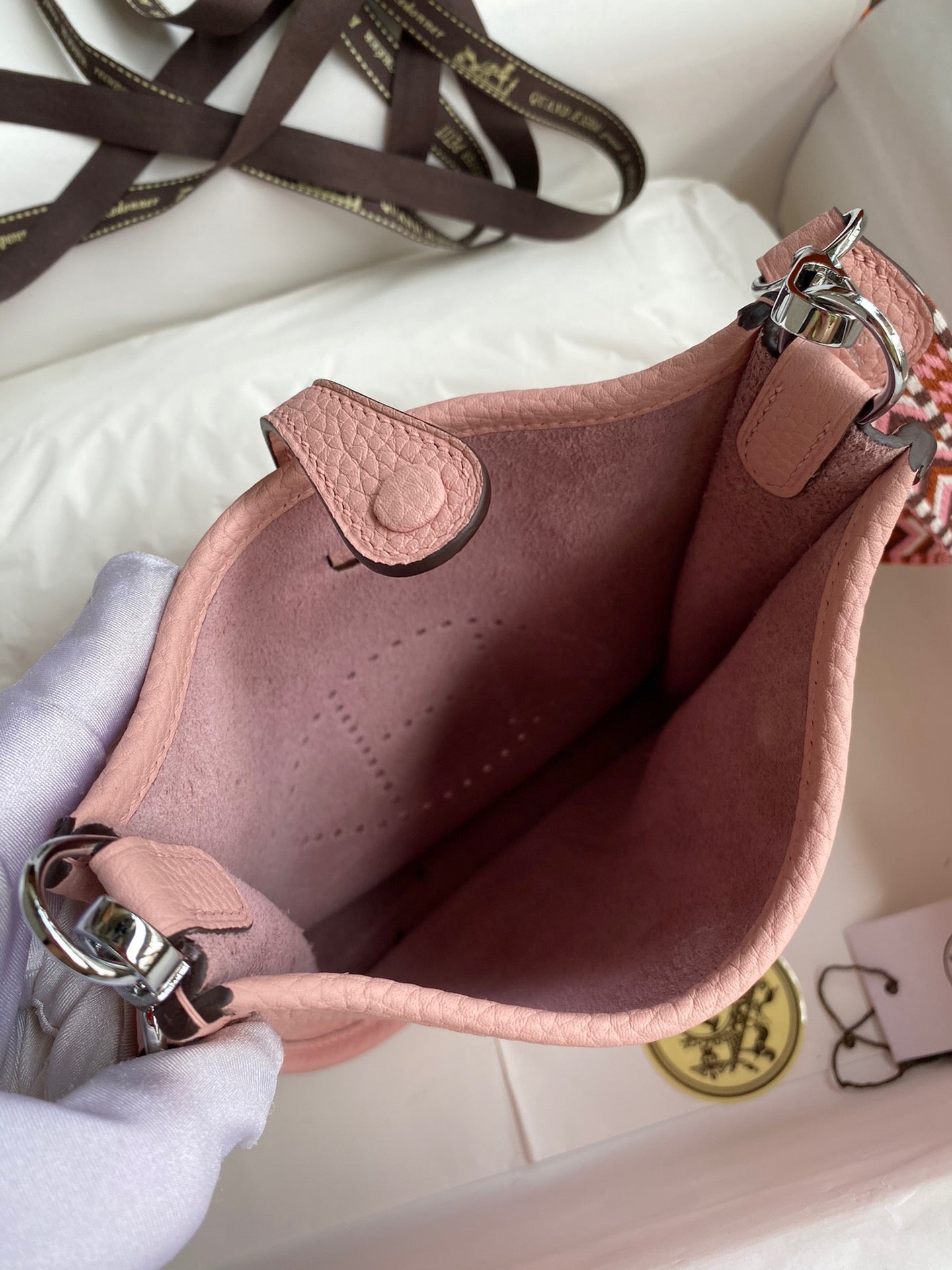 Hermes Evelyne III Mini Bag In Pink Taurillon Clemence  Leather