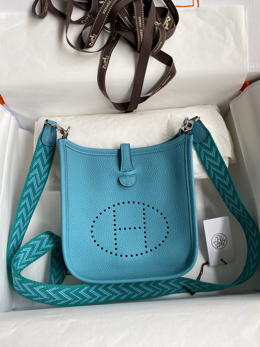 Hermes Evelyne III Mini Bag In Northern Blue Taurillon Clemence  Leather