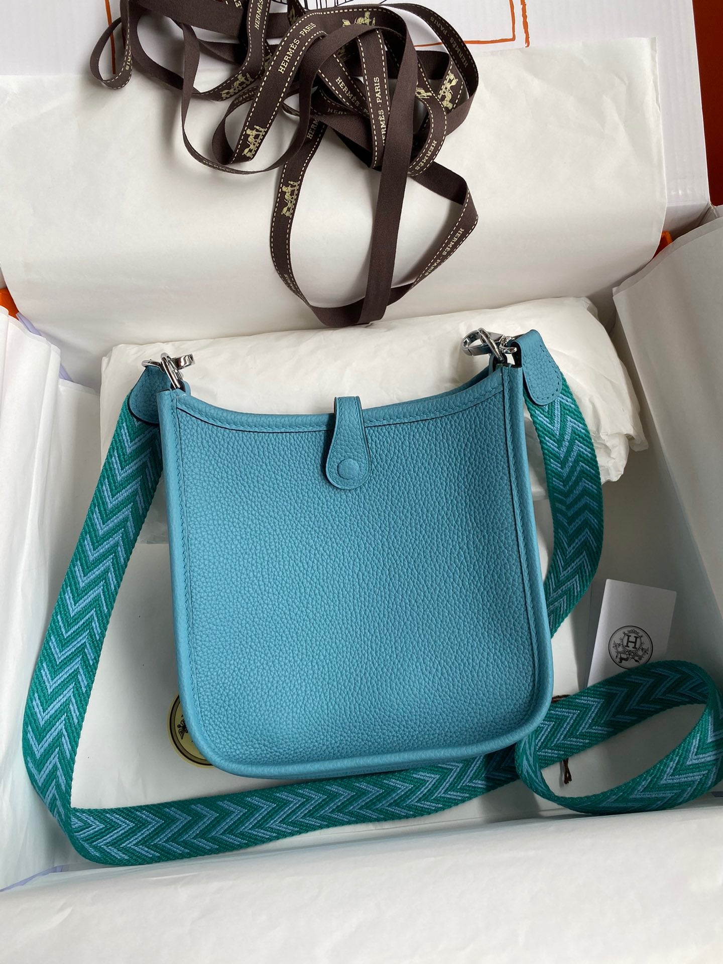 Hermes Evelyne III Mini Bag In Northern Blue Taurillon Clemence  Leather