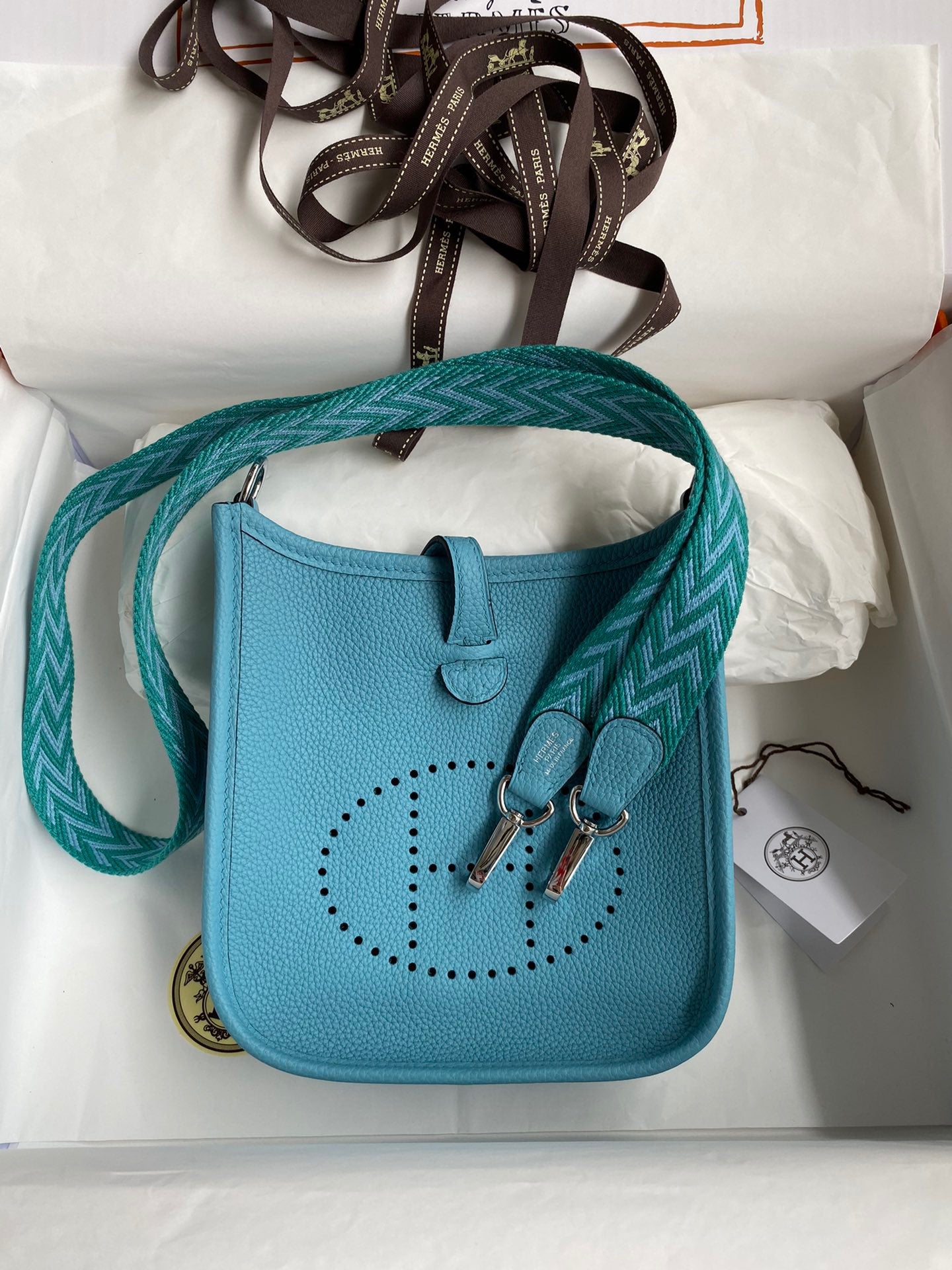 Hermes Evelyne III Mini Bag In Northern Blue Taurillon Clemence  Leather