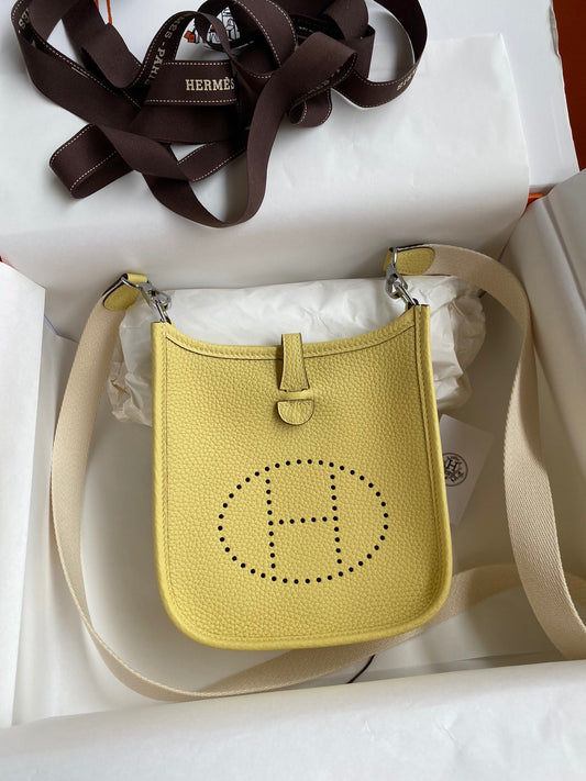 Hermes Evelyne III Mini Bag In Jaune Poussin Taurillon Clemence Leather