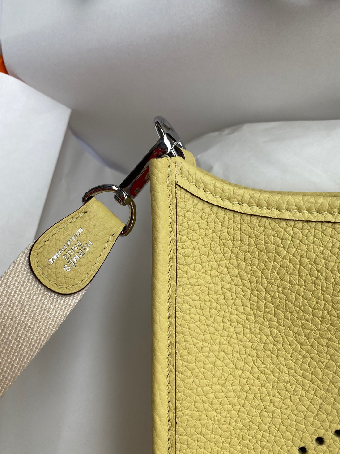 Hermes Evelyne III Mini Bag In Jaune Poussin Taurillon Clemence Leather